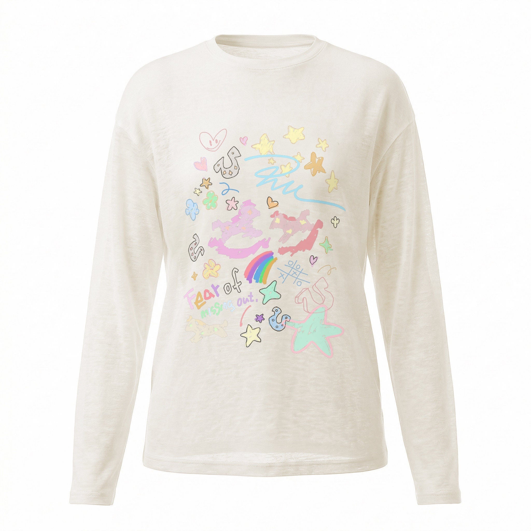 RickyisClown_Painted_Graffiti_Stripe_Stand_Collar_Men's_Lyocell_Blend_Long_Sleeve_T-shirts_MISSTT