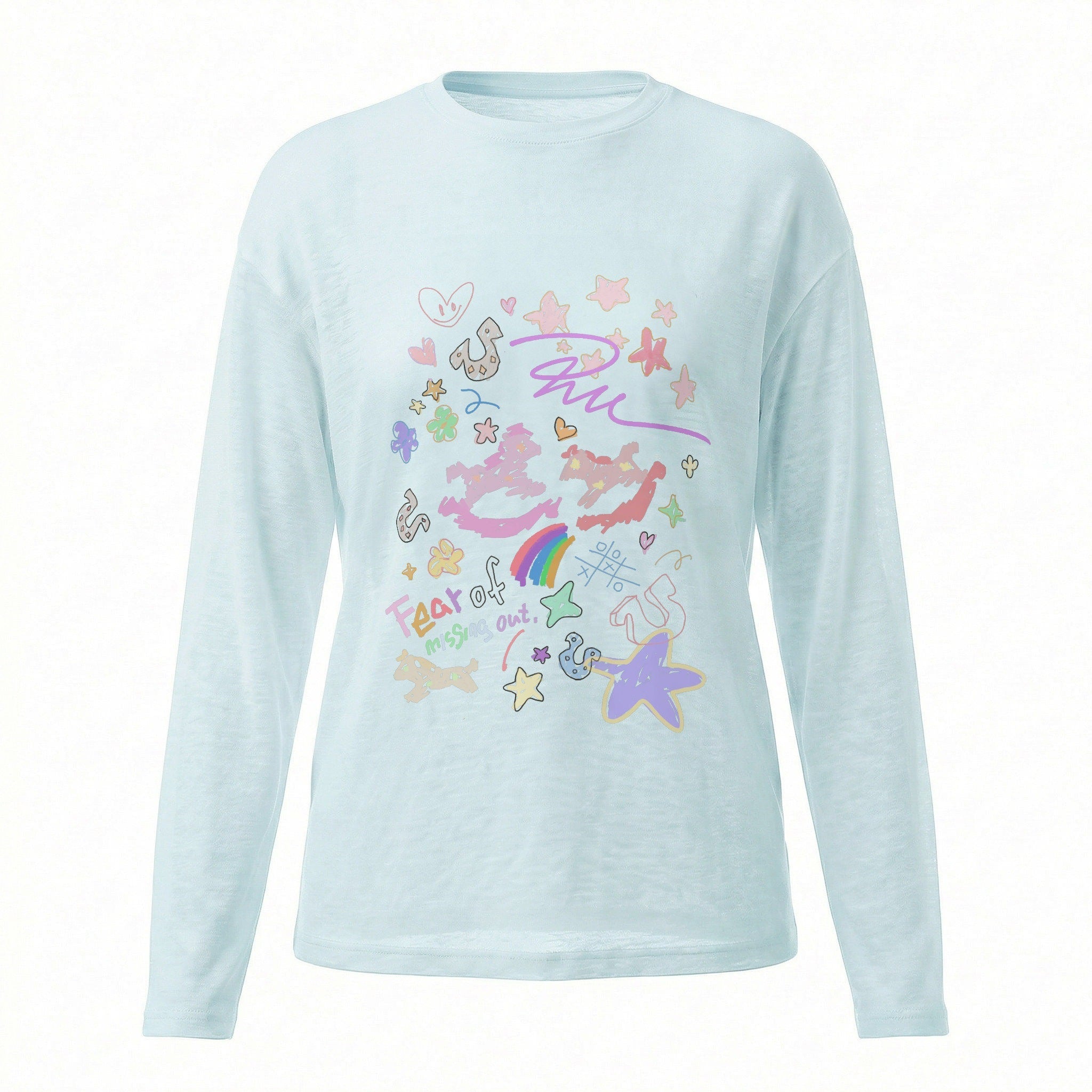 RickyisClown_Painted_Graffiti_Stripe_Stand_Collar_Men's_Lyocell_Blend_Long_Sleeve_T-shirts_MISSTT