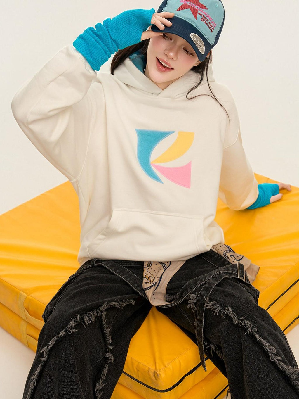 RickyisClown Patch Embroidered Kangaroo Pocket Men's Fleece Pullover Hoodies