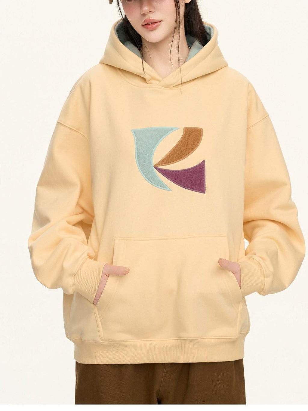 RickyisClown Patch Embroidered Kangaroo Pocket Men's Fleece Pullover Hoodies