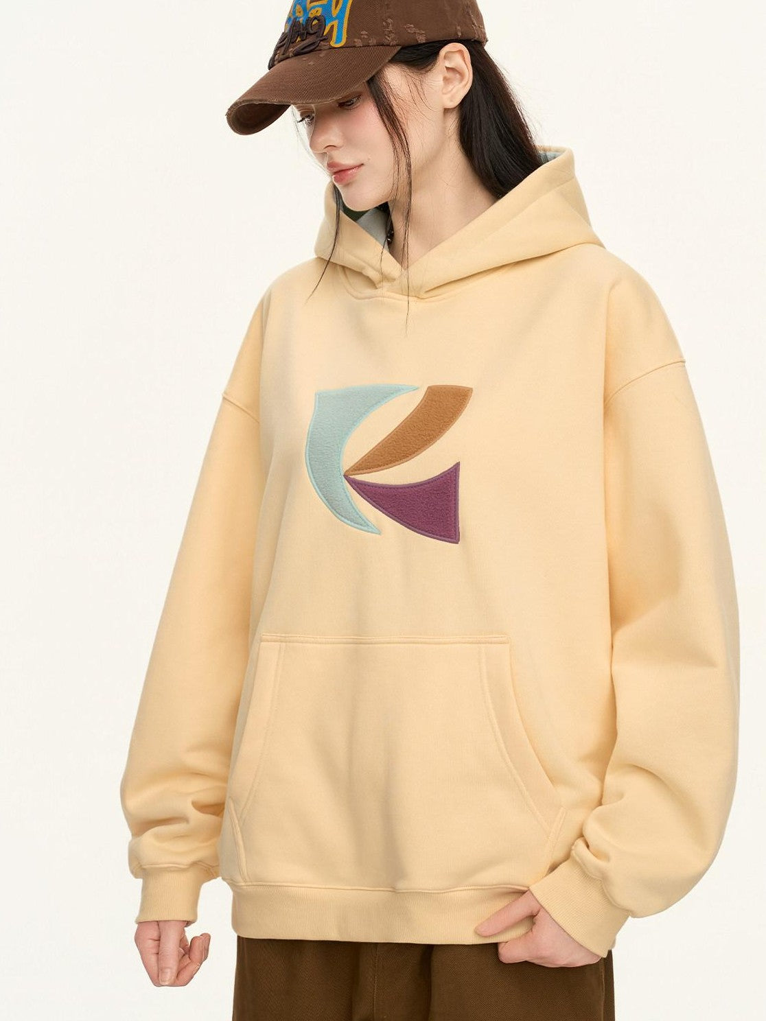 RickyisClown Patch Embroidered Kangaroo Pocket Men's Fleece Pullover Hoodies