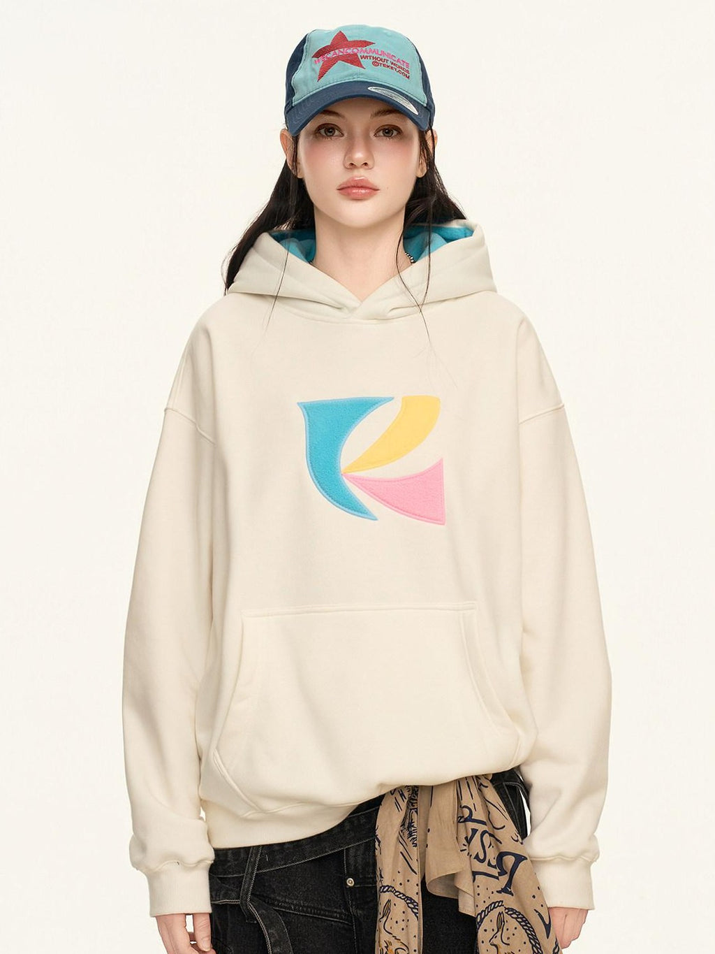 RickyisClown Patch Embroidered Kangaroo Pocket Men's Fleece Pullover Hoodies
