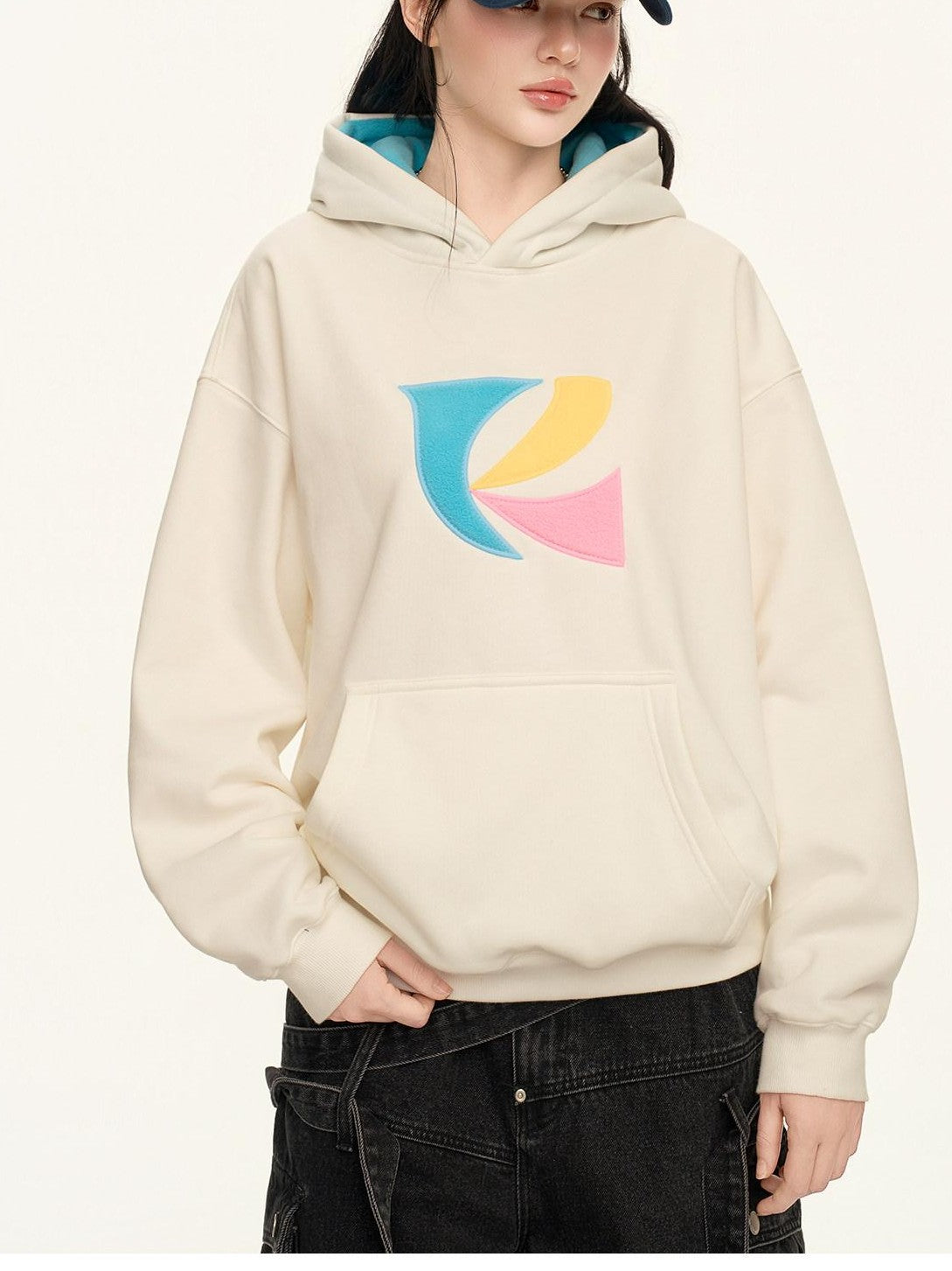 RickyisClown Patch Embroidered Kangaroo Pocket Men's Fleece Pullover Hoodies