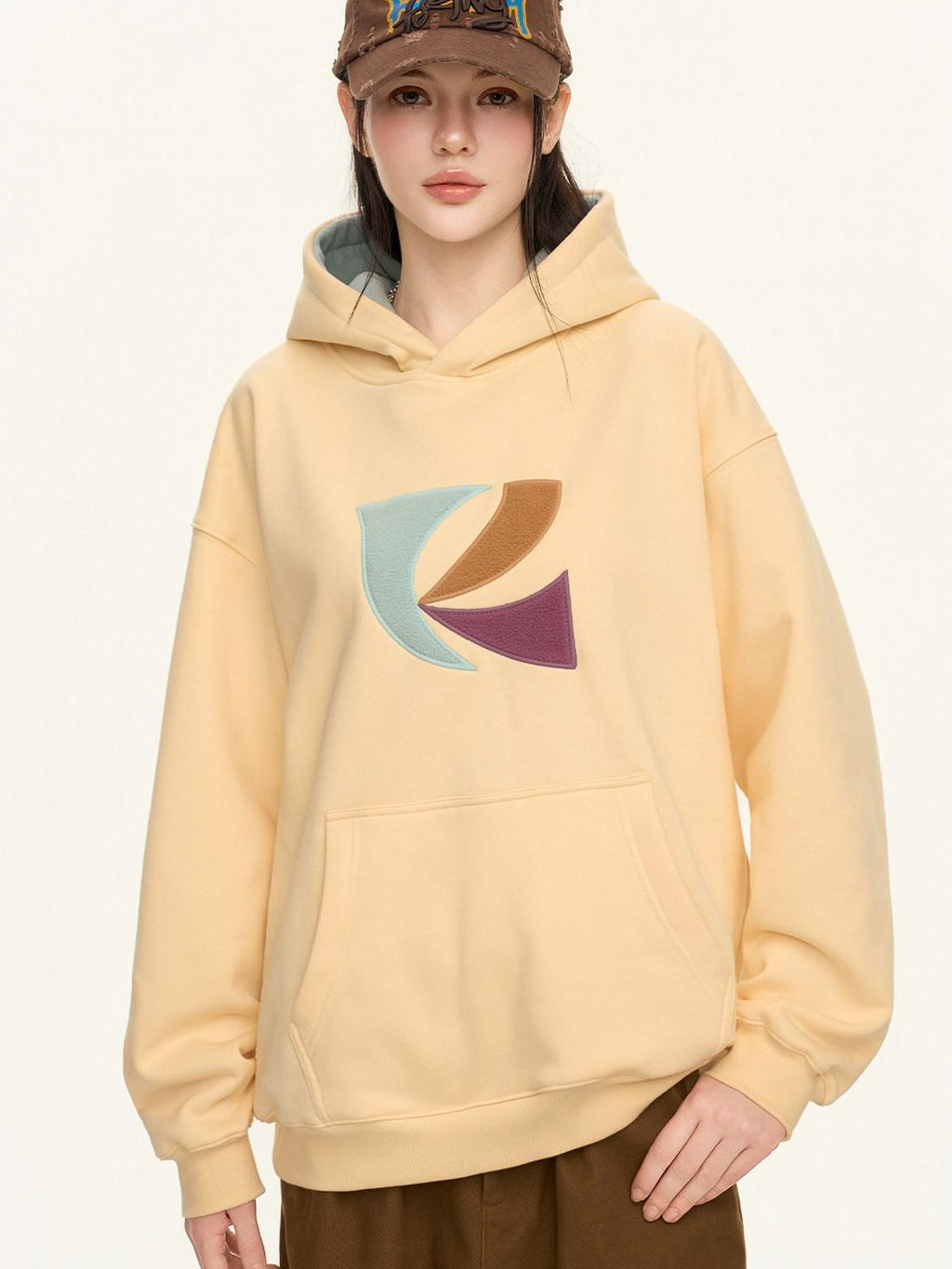 RickyisClown Patch Embroidered Kangaroo Pocket Men's Fleece Pullover Hoodies