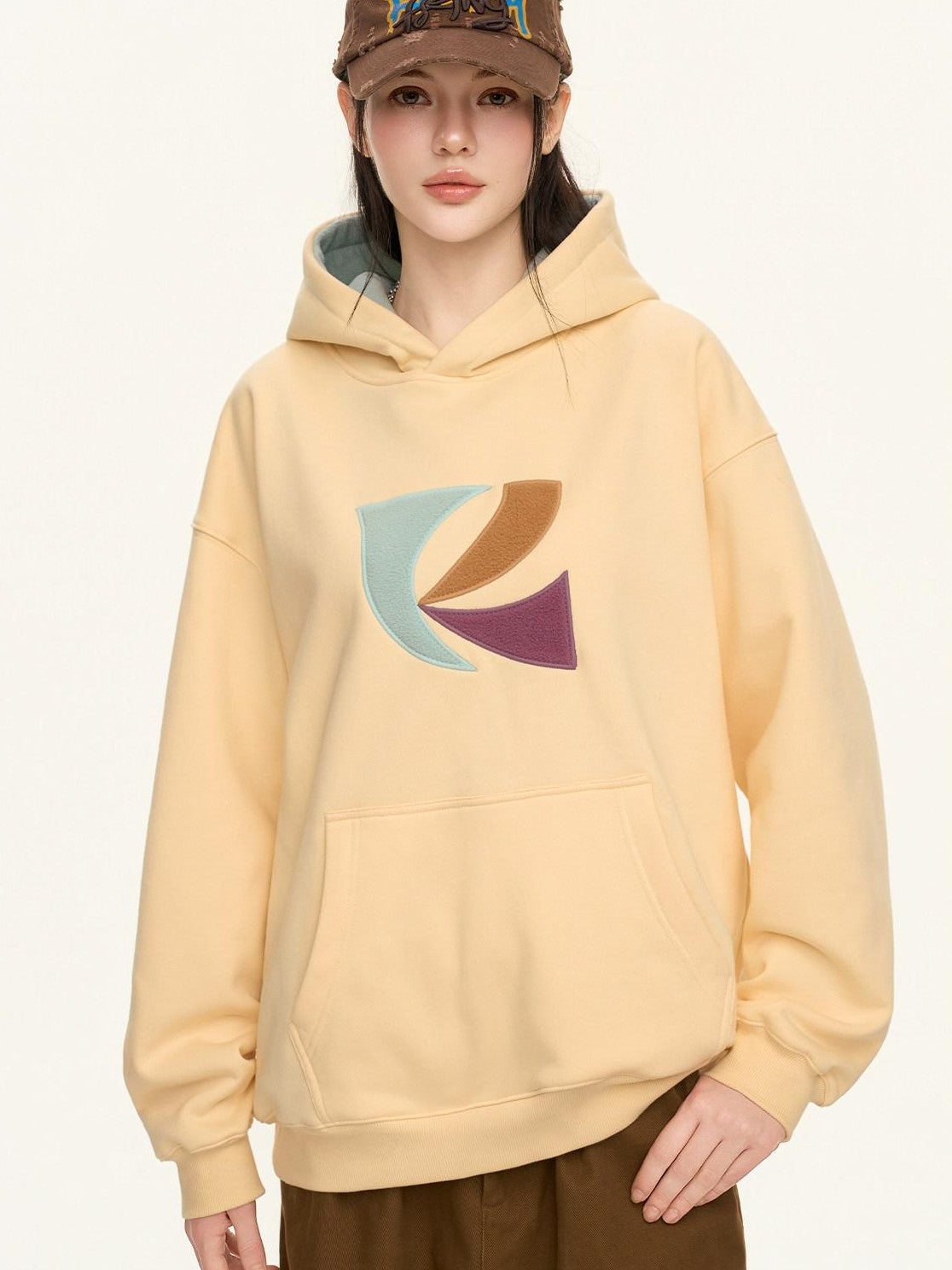 RickyisClown Patch Embroidered Kangaroo Pocket Men's Fleece Pullover Hoodies