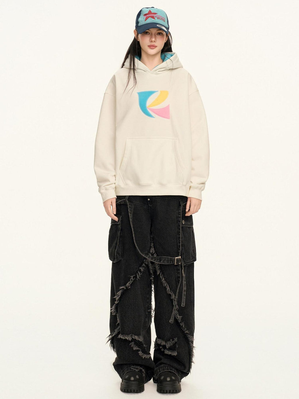 RickyisClown Patch Embroidered Kangaroo Pocket Men's Fleece Pullover Hoodies