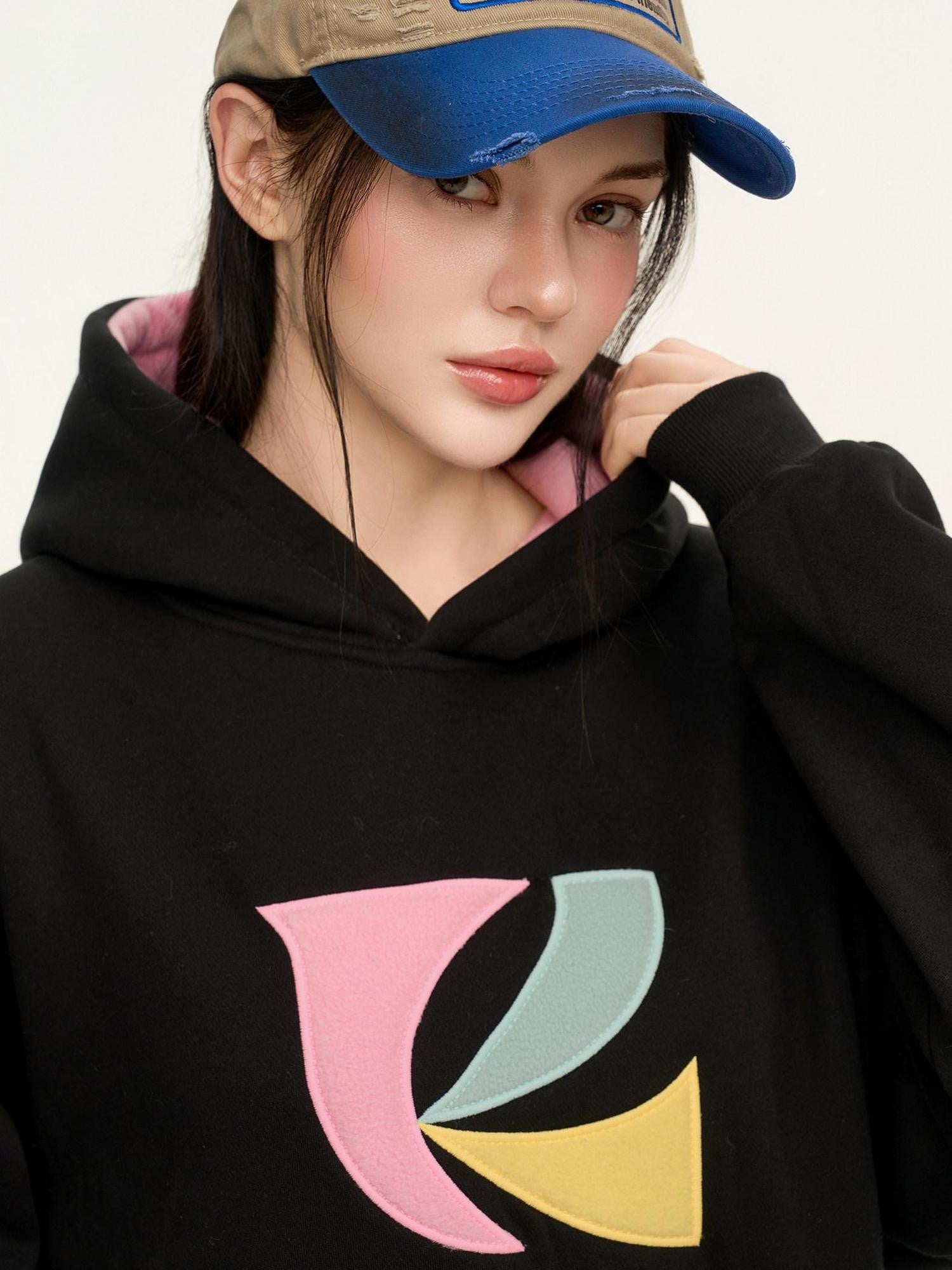 RickyisClown Patch Embroidered Kangaroo Pocket Men's Fleece Pullover Hoodies