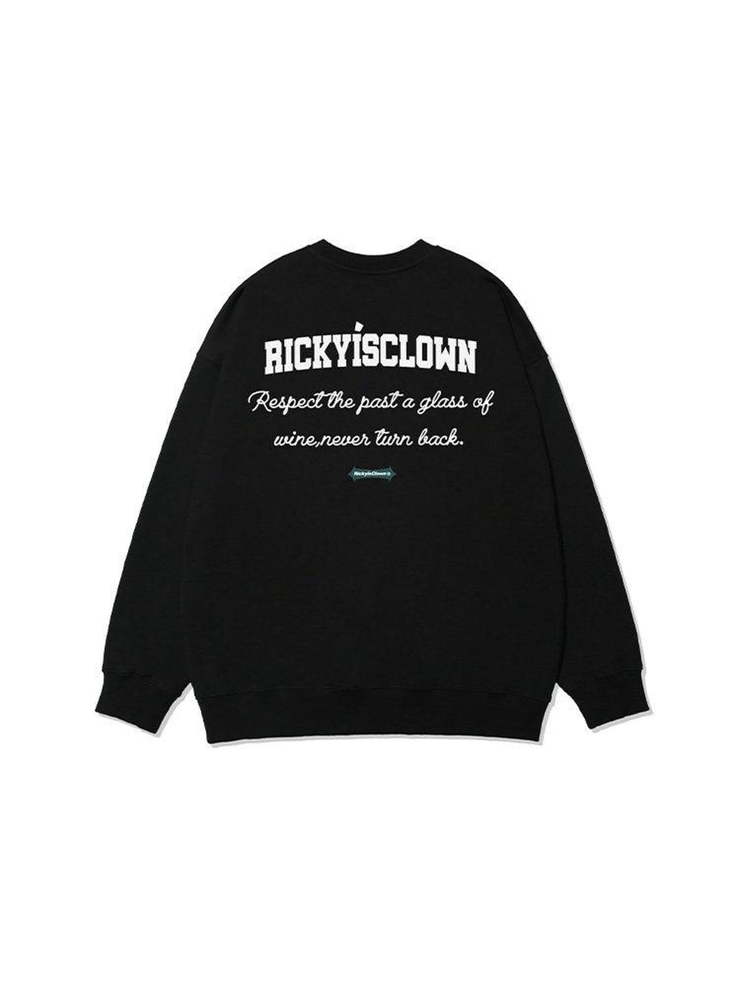 RickyisClown Patch Label Crewneck Heavyweight Men's Cotton Blend Pullover Hoodies