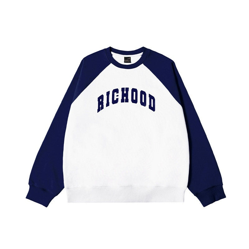 RickyisClown_Patchwork_Colorblock_Raglan_Crewneck_Men's_Cotton_Pullover_Hoodies_MISSTT