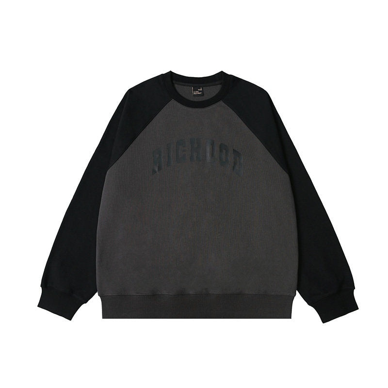 RickyisClown_Patchwork_Colorblock_Raglan_Crewneck_Men's_Cotton_Pullover_Hoodies_MISSTT