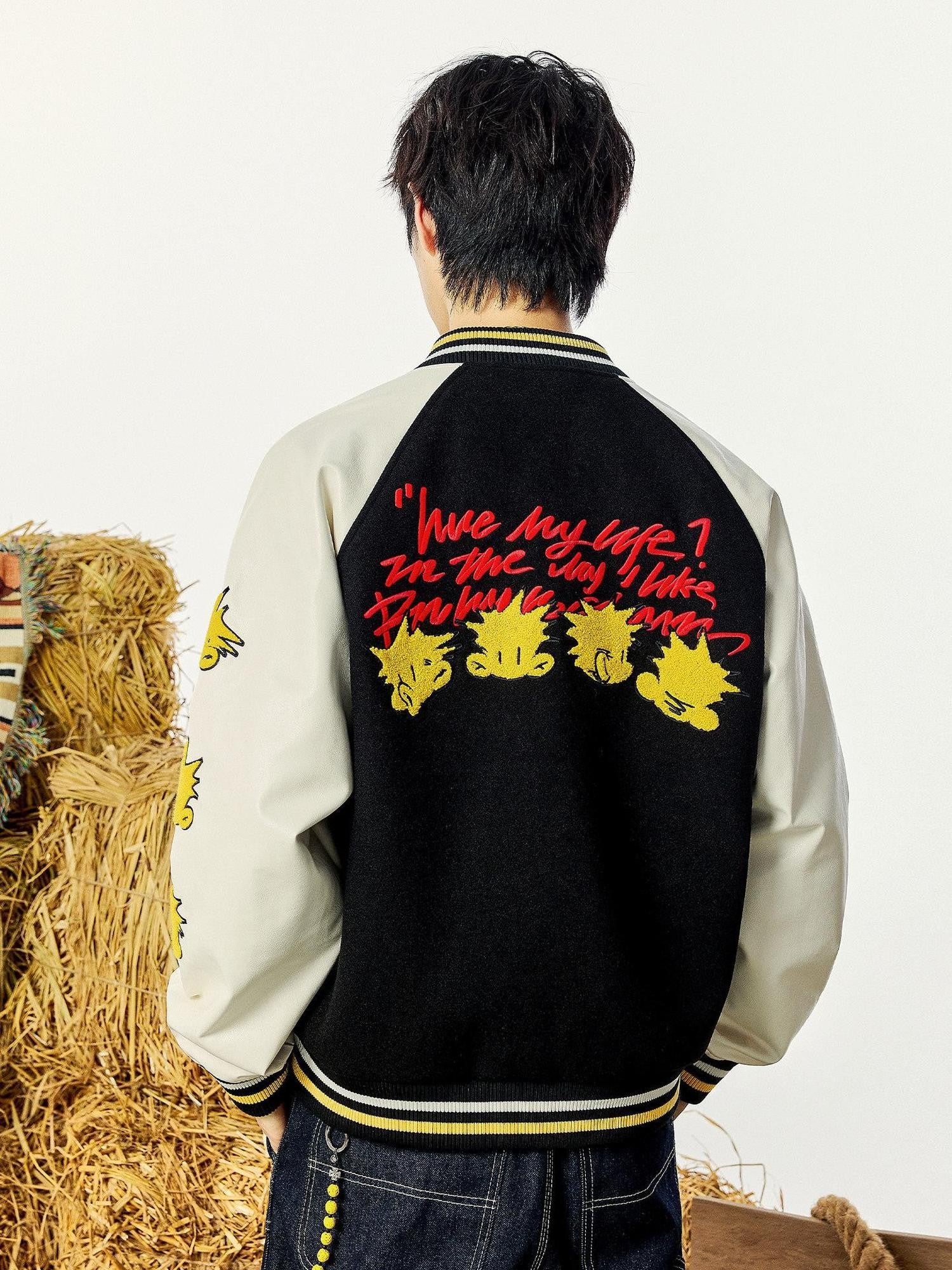 RickyisClown Pineapple Embroidery Ribbed Hem Loose Fit Men's Polyester Baseball Jerseys