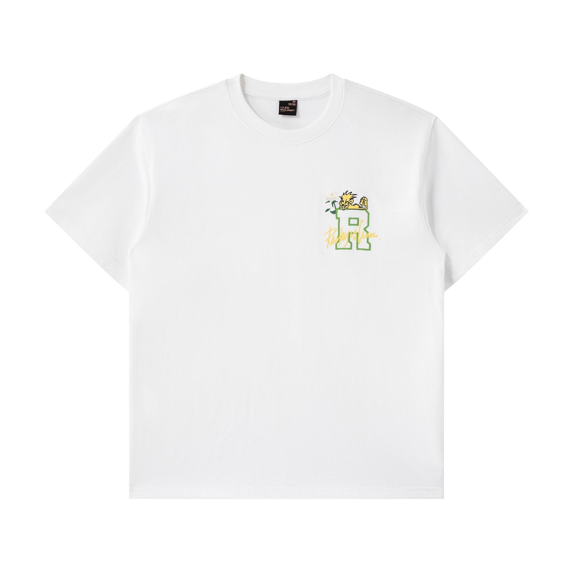RickyisClown_Pineapple_Floral_Loose_Fit_Embroidered_Men's_Cotton_Short_Sleeve_T-shirts_MISSTT