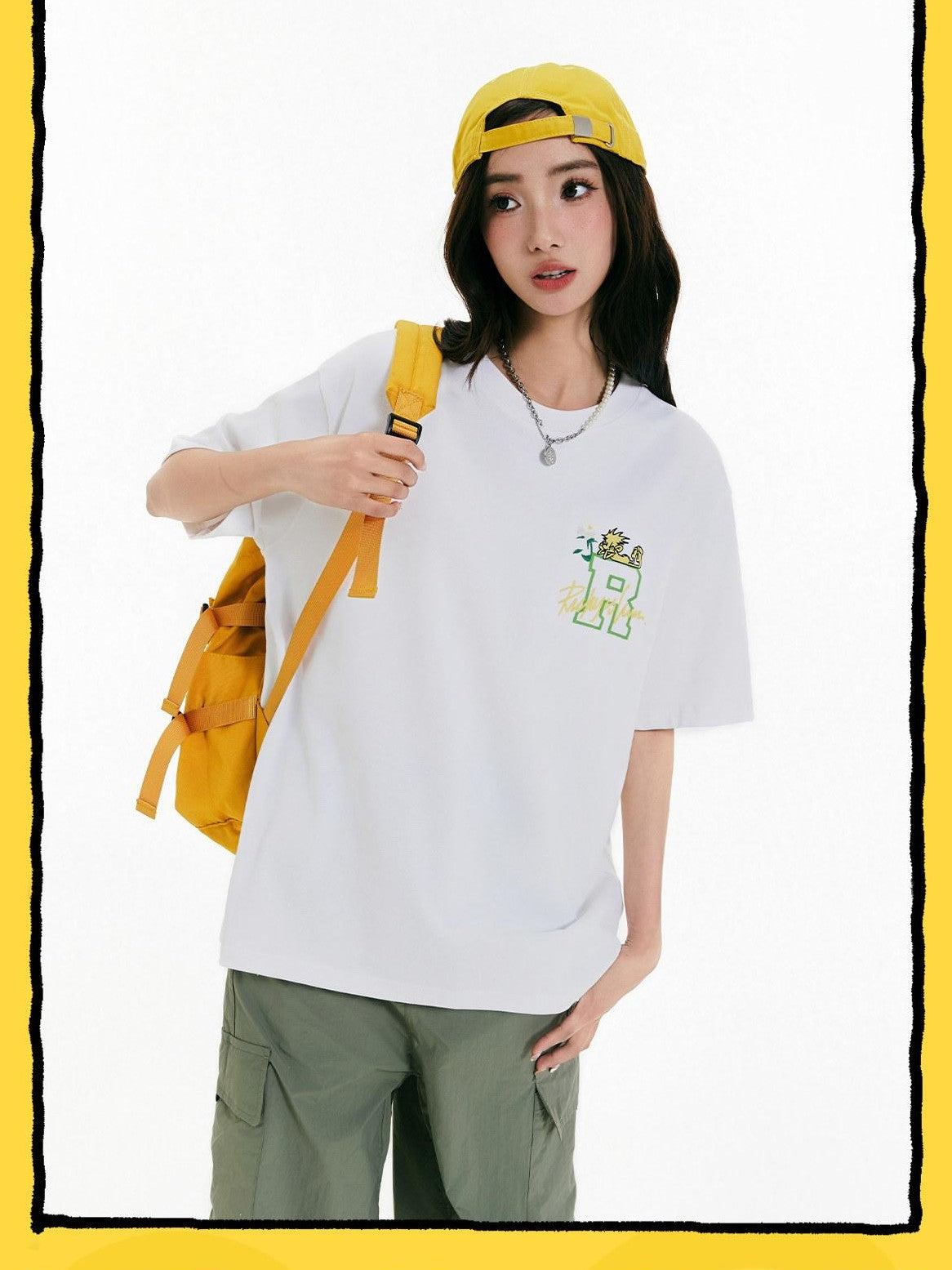RickyisClown Pineapple Floral Loose Fit Embroidered Men's Cotton Short Sleeve T-shirts