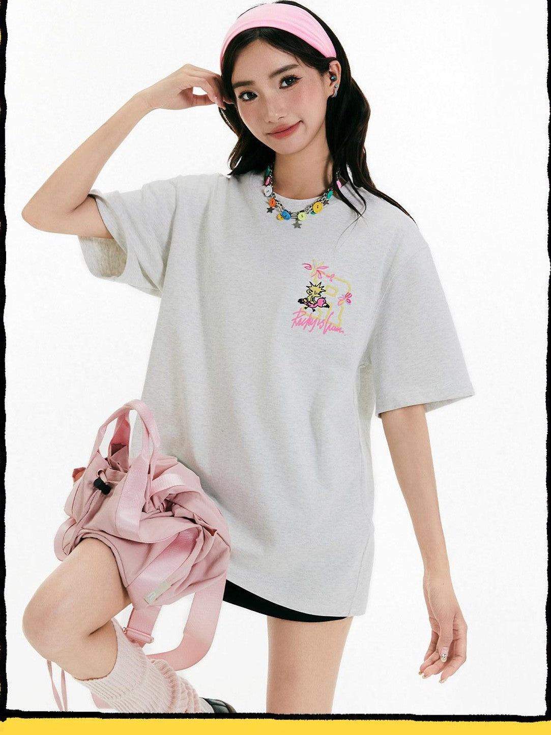 RickyisClown Pineapple Floral Loose Fit Embroidered Men's Cotton Short Sleeve T-shirts