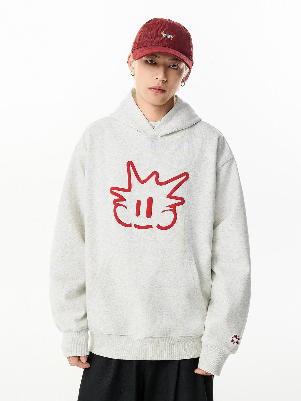 RickyisClown Pineapple Knit Hooded Loose Fit American Streetwear Men's Pullover Hoodies