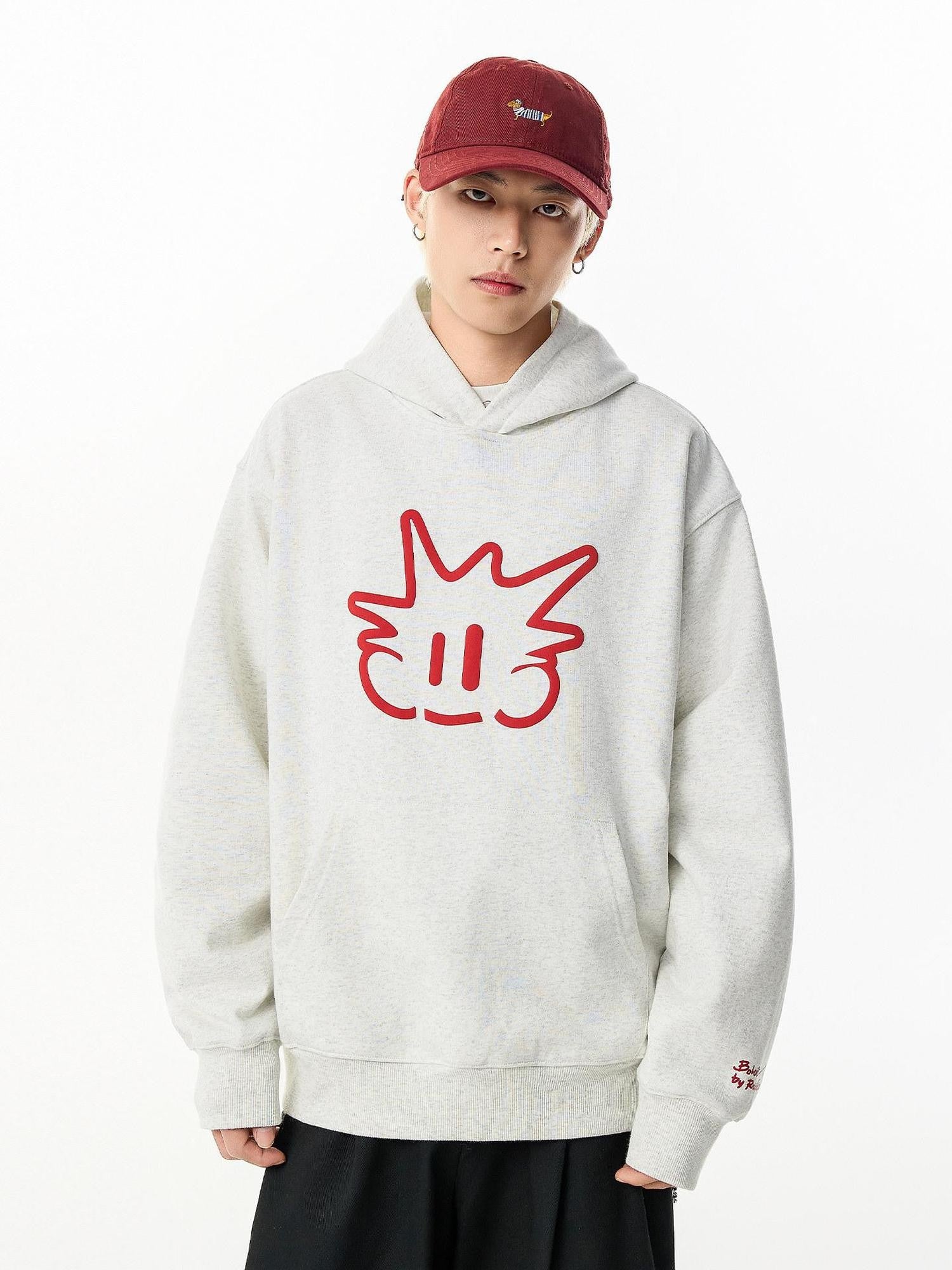 RickyisClown Pineapple Knit Hooded Loose Fit American Streetwear Men's Pullover Hoodies
