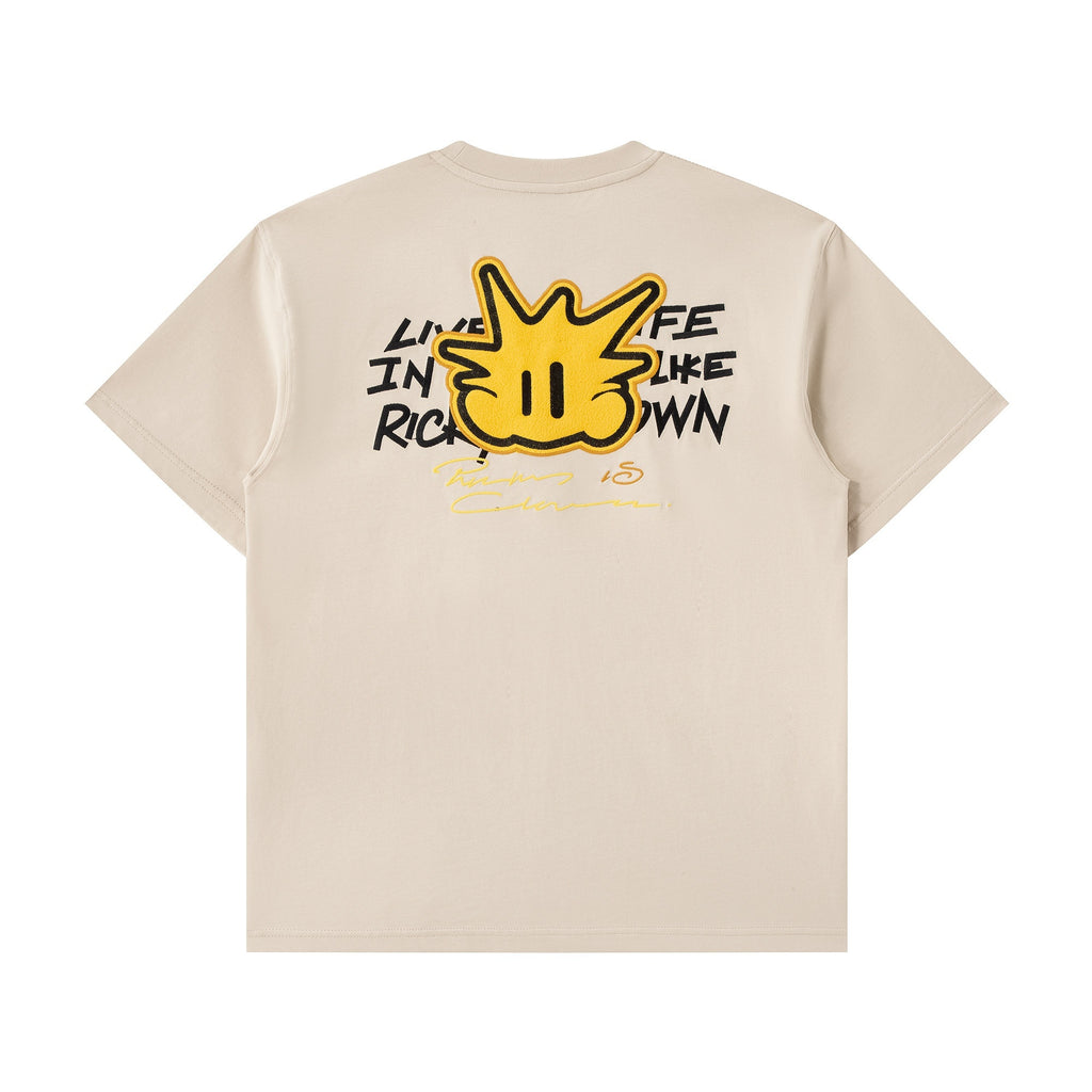 RickyisClown_Pineapple_Patch_Embroidered_Letter_Cartoon_Men's_Cotton_Short_Sleeve_T-shirts_MISSTT