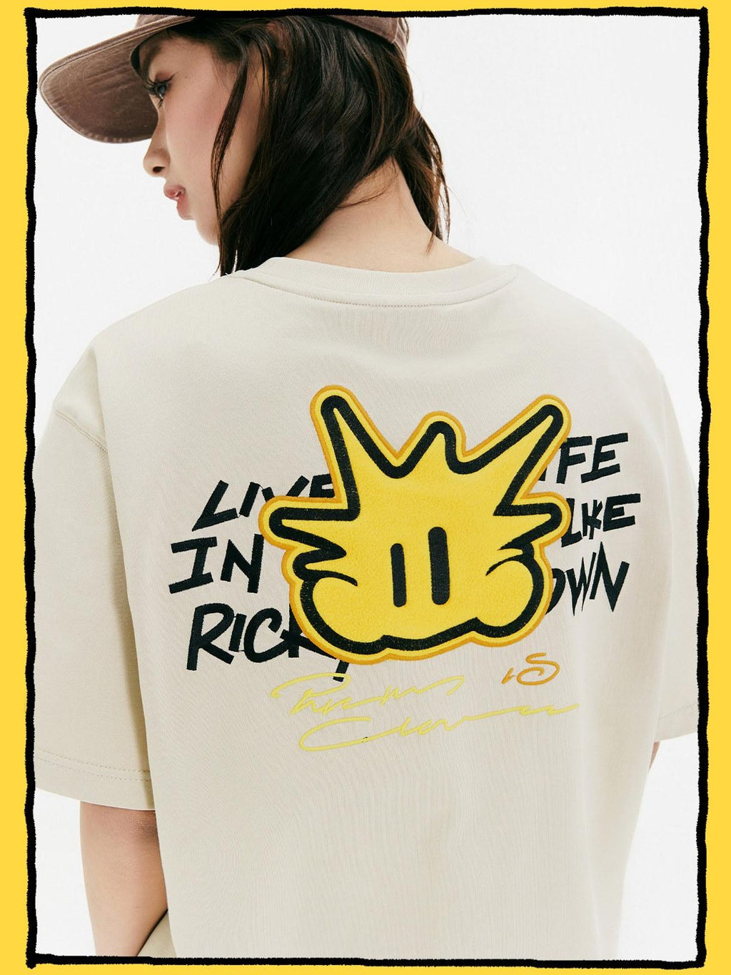RickyisClown Pineapple Patch Embroidered Letter Cartoon Men's Cotton Short Sleeve T-shirts