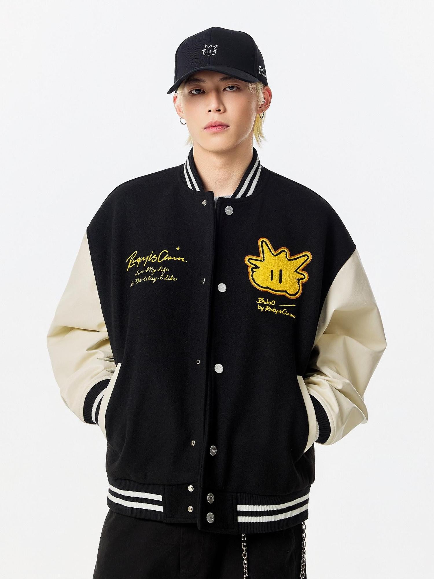 RickyisClown Pineapple Terry Embroidered Ribbed Hem Men's Polyester Baseball Jerseys