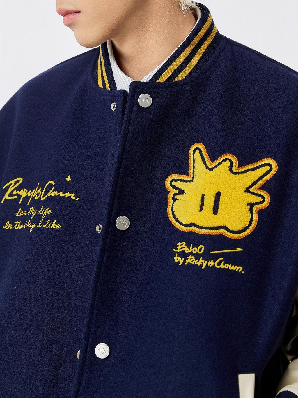 RickyisClown Pineapple Terry Embroidered Ribbed Hem Men's Polyester Baseball Jerseys