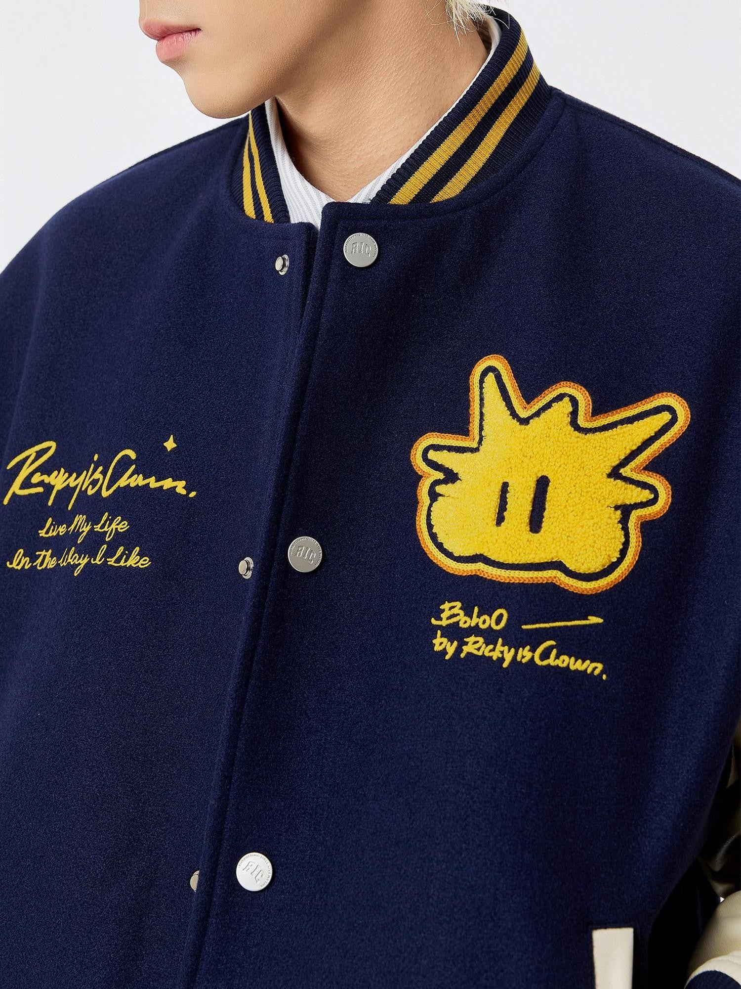 RickyisClown Pineapple Terry Embroidered Ribbed Hem Men's Polyester Baseball Jerseys