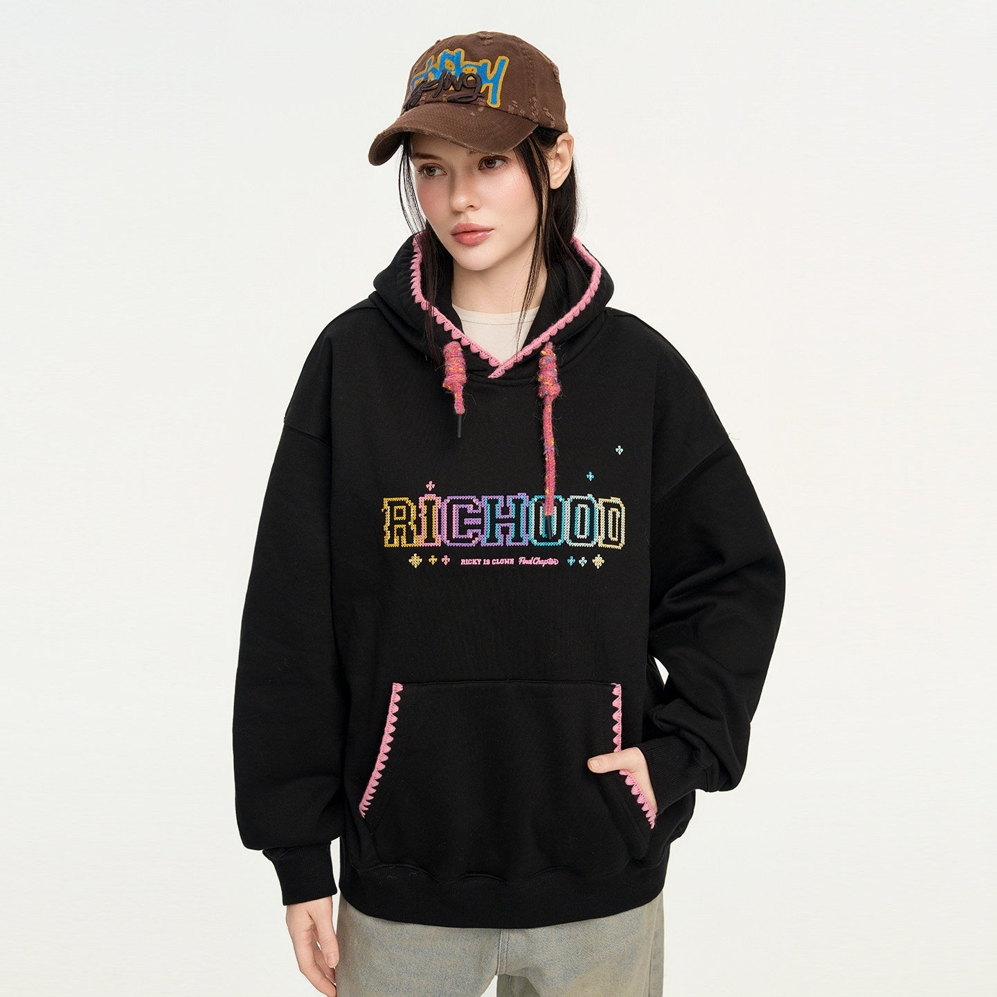 RickyisClown_Pixel_Dot_Embroidered_Men's_Cotton_Blend_Fleece_Pullover_Hoodies_MISSTT