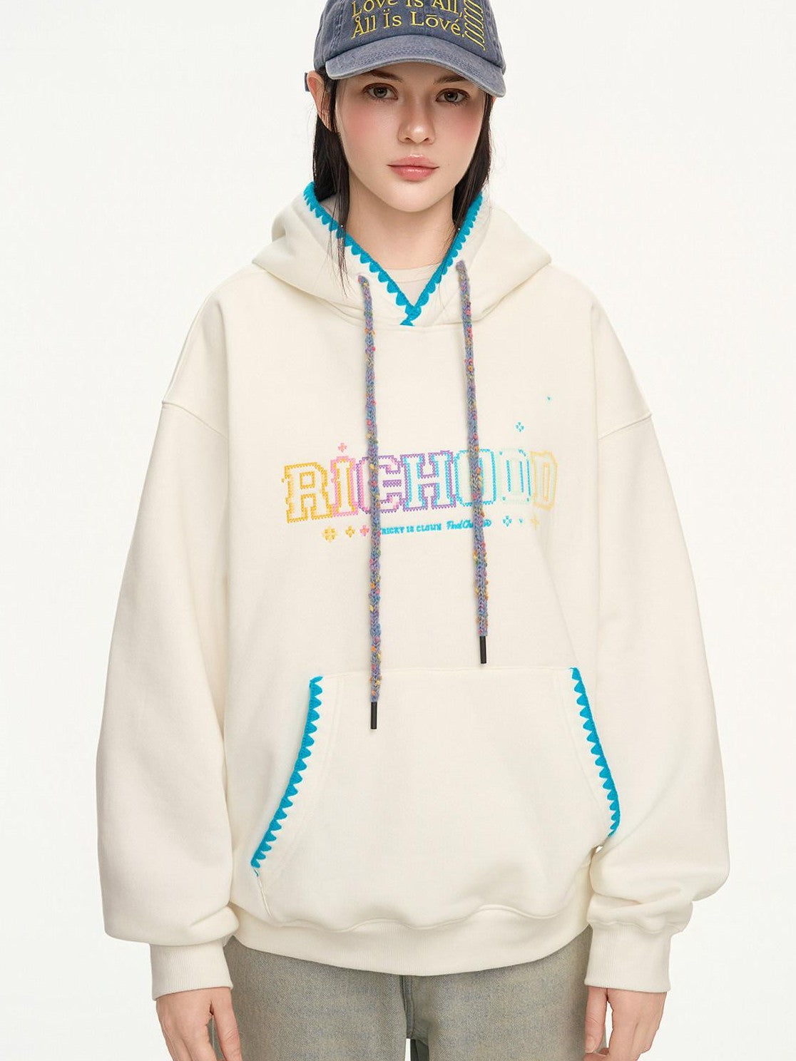 RickyisClown Pixel Dot Embroidered Men's Cotton Blend Fleece Pullover Hoodies