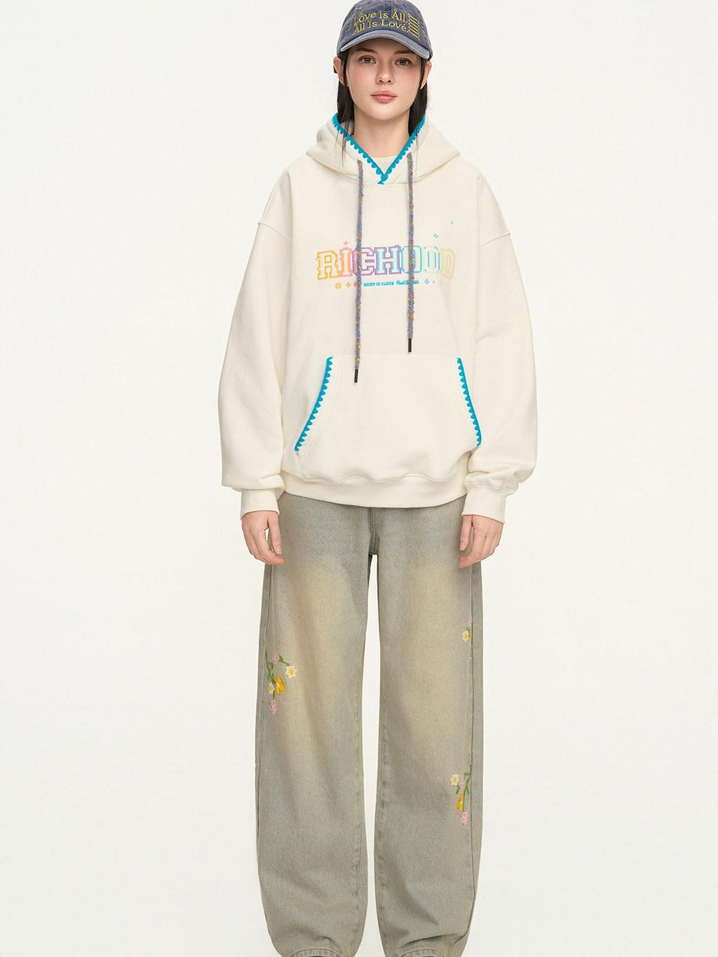 RickyisClown Pixel Dot Embroidered Men's Cotton Blend Fleece Pullover Hoodies