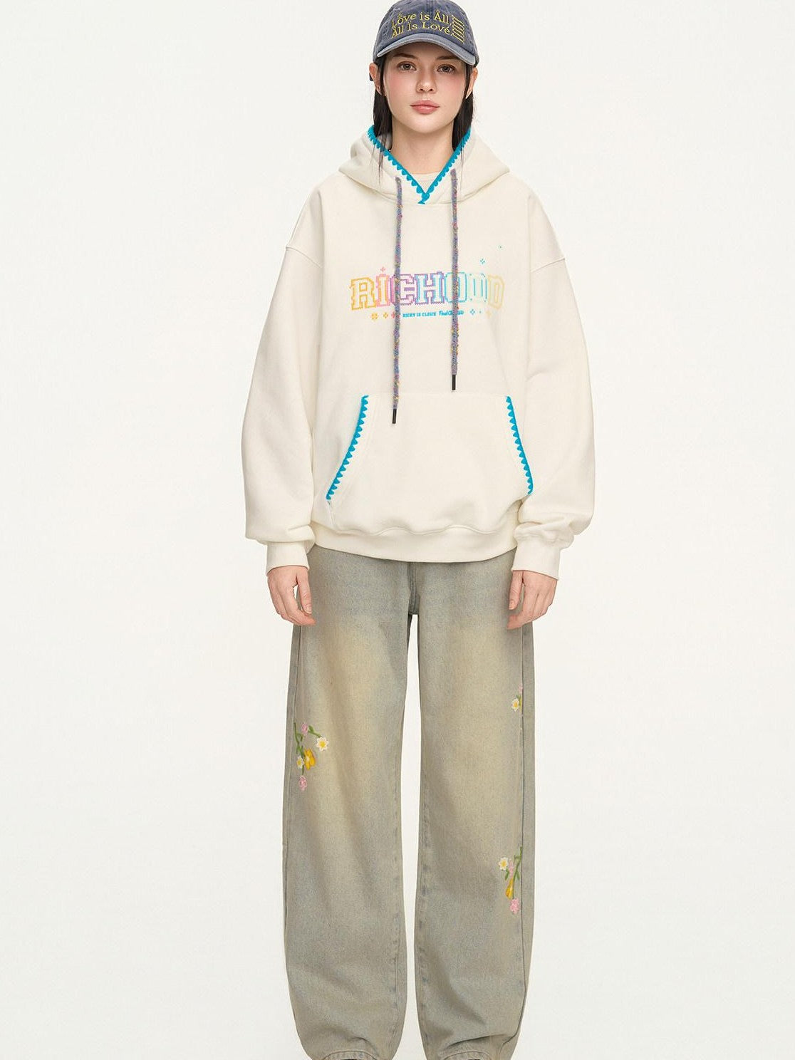 RickyisClown Pixel Dot Embroidered Men's Cotton Blend Fleece Pullover Hoodies
