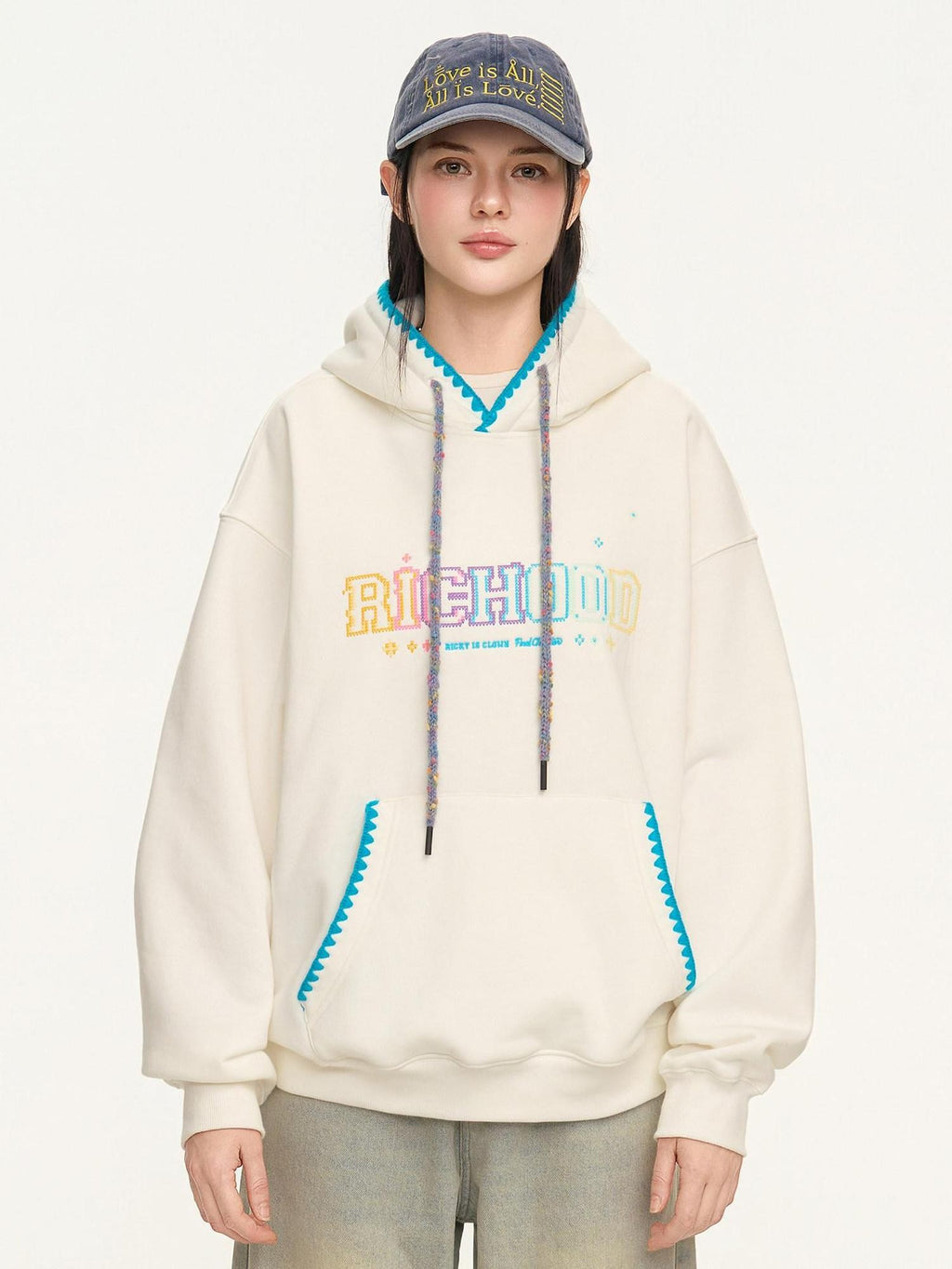 RickyisClown Pixel Dot Embroidered Men's Cotton Blend Fleece Pullover Hoodies