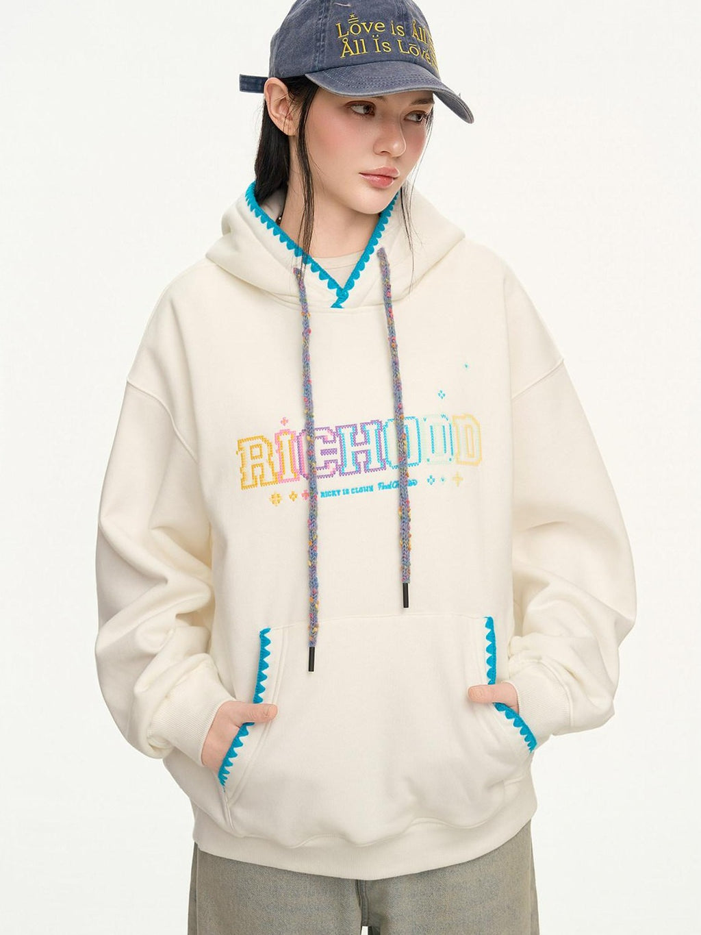 RickyisClown Pixel Dot Embroidered Men's Cotton Blend Fleece Pullover Hoodies