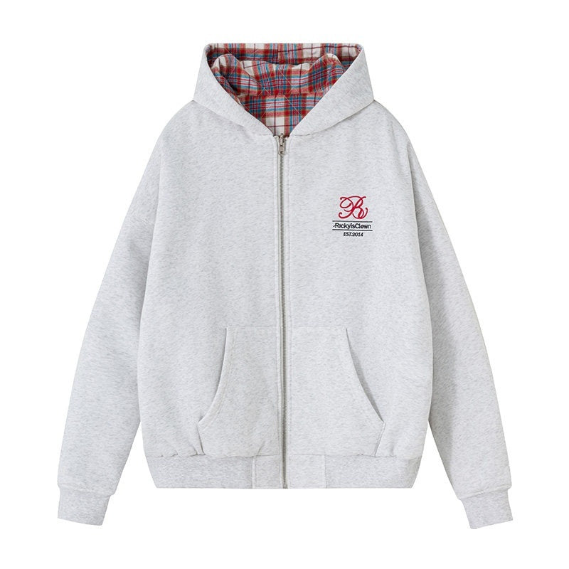 RickyisClown_Plaid_Reversible_Hooded_Relaxed_Fit_Men's_Cotton_Blend_Cardigans_MISSTT