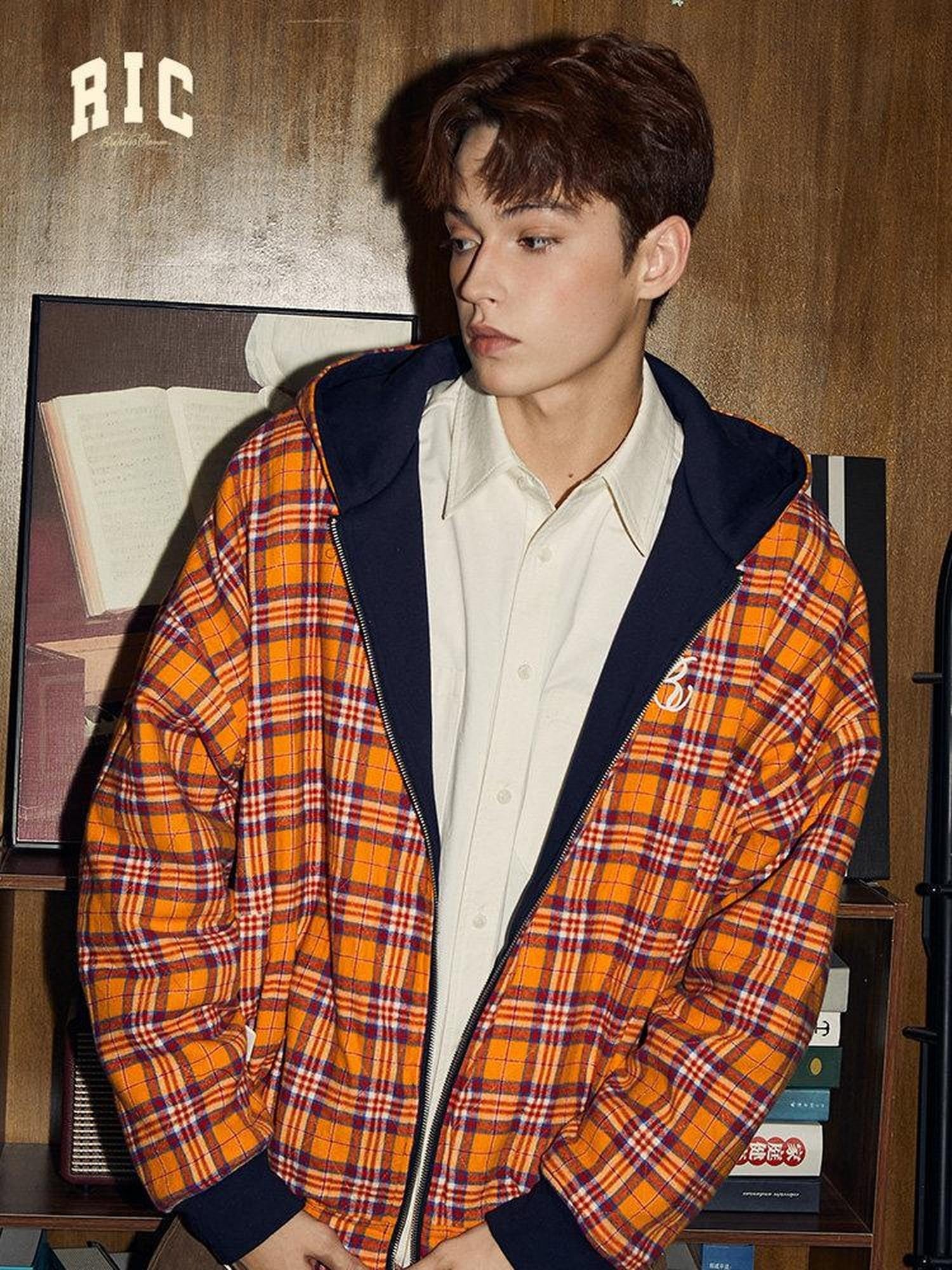 RickyisClown Plaid Reversible Hooded Relaxed Fit Men's Cotton Blend Cardigans