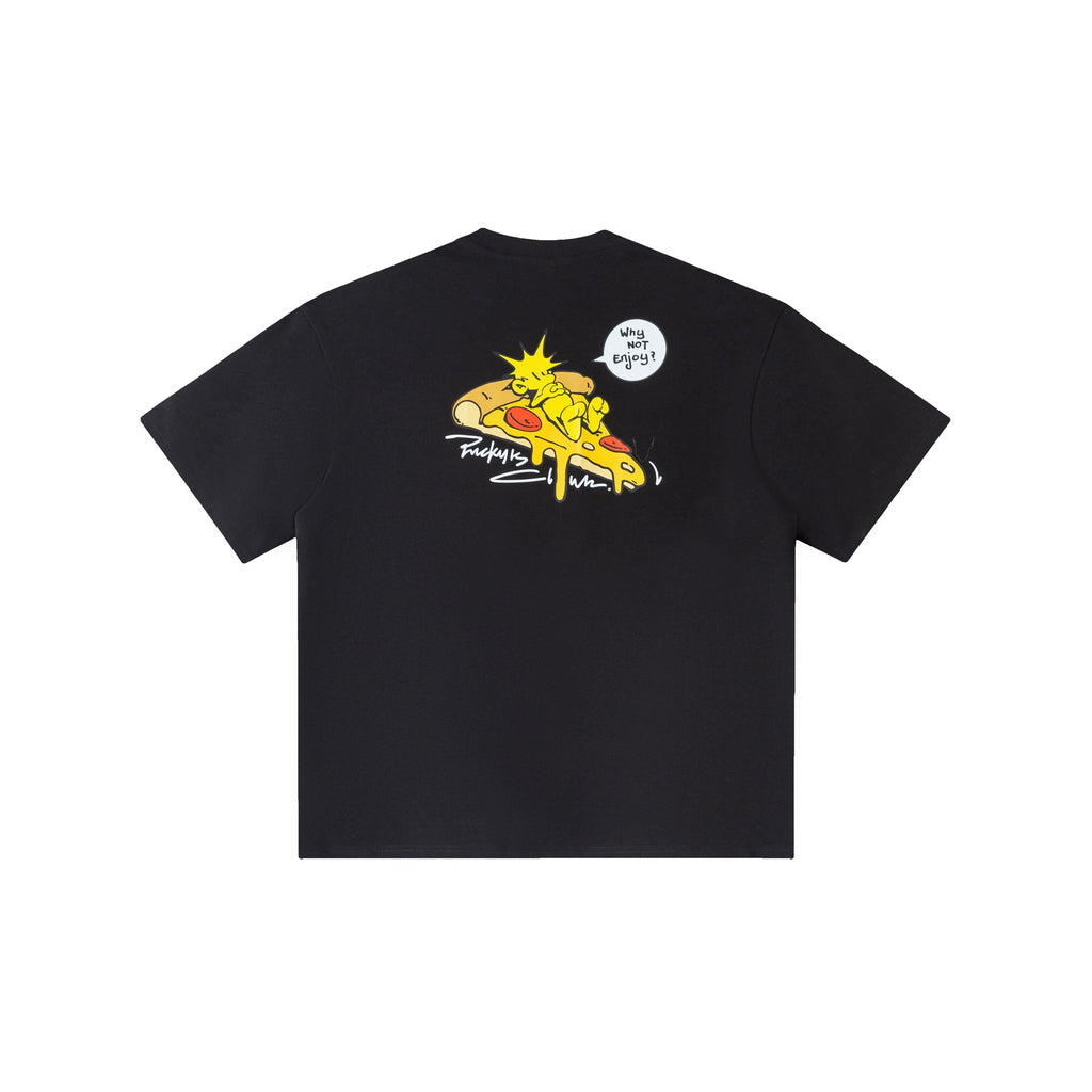 RickyisClown_Playful_Cartoon_Pineapple_Pizza_Print_Men's_Casual_Couple_Short_Sleeve_T_Shirts_MISSTT