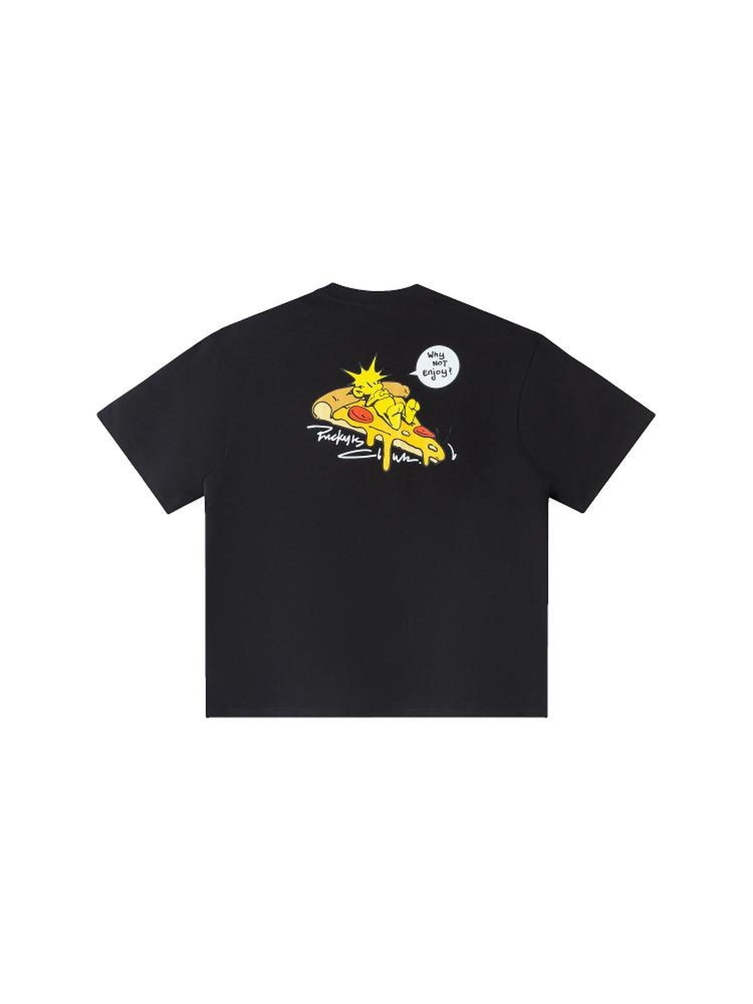 RickyisClown Playful Cartoon Pineapple Pizza Print Men's Casual Couple Short Sleeve T Shirts