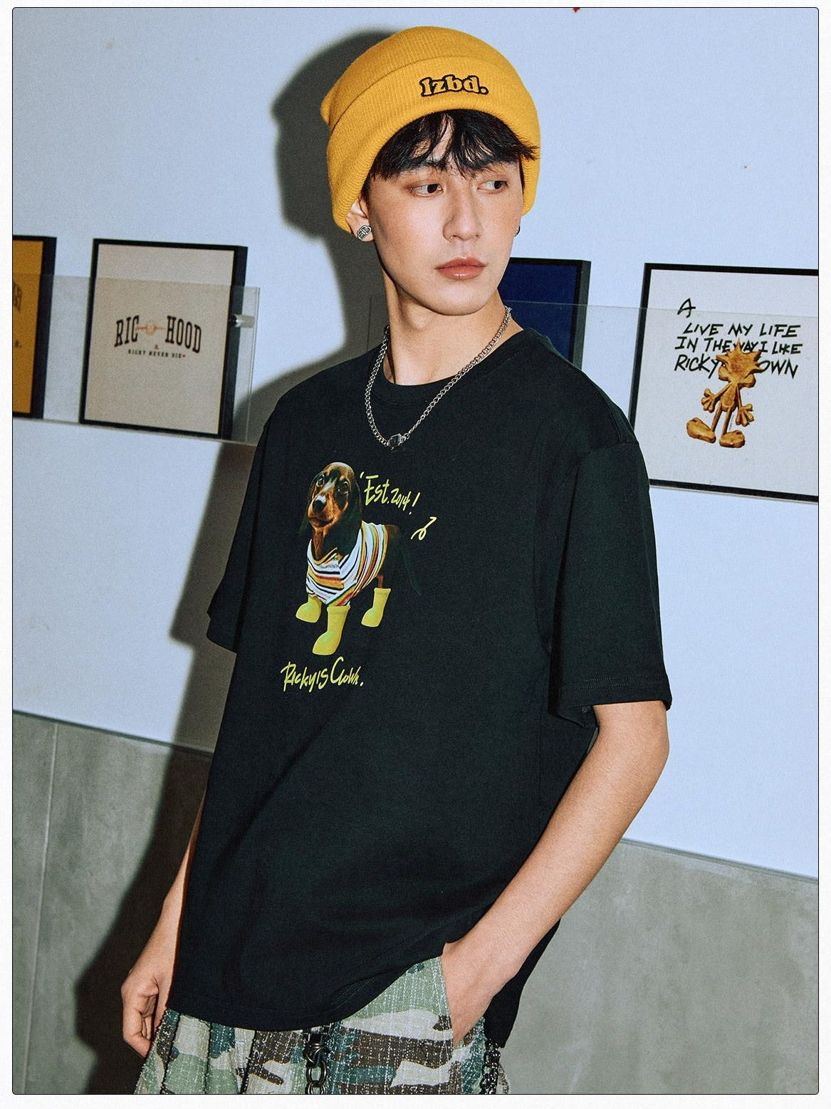 RickyisClown Playful Puppy Print Cooling Men's Cotton Short Sleeve T Shirts