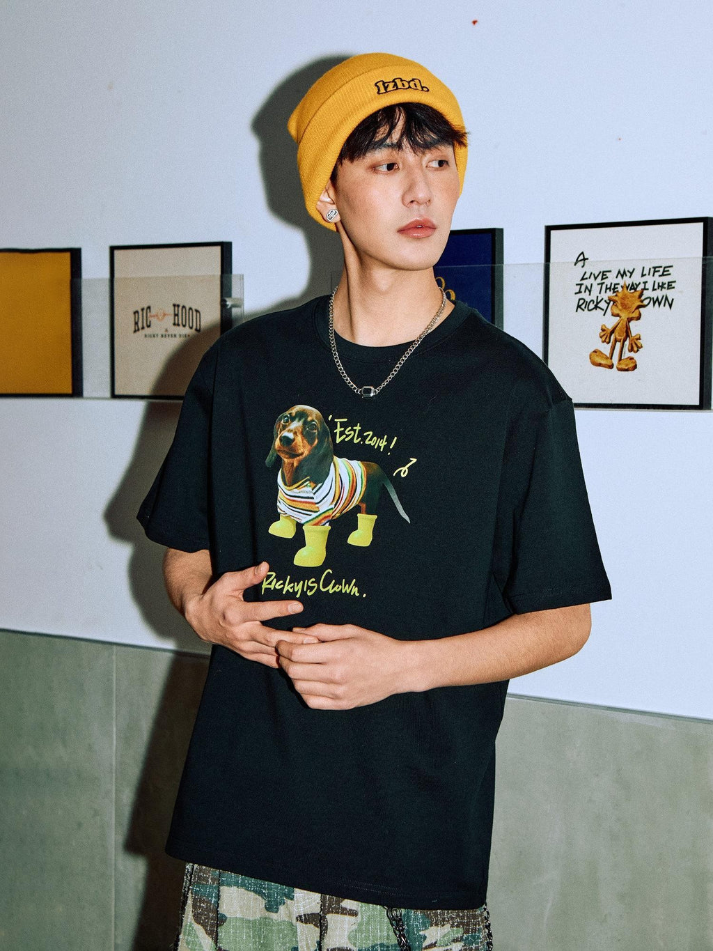 RickyisClown Playful Puppy Print Cooling Men's Cotton Short Sleeve T Shirts