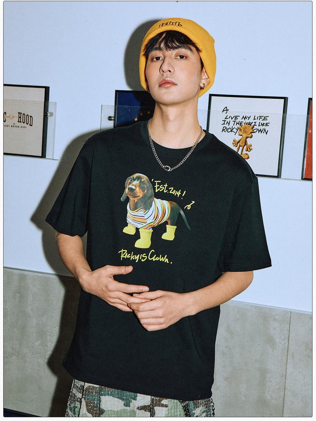 RickyisClown Playful Puppy Print Cooling Men's Cotton Short Sleeve T Shirts