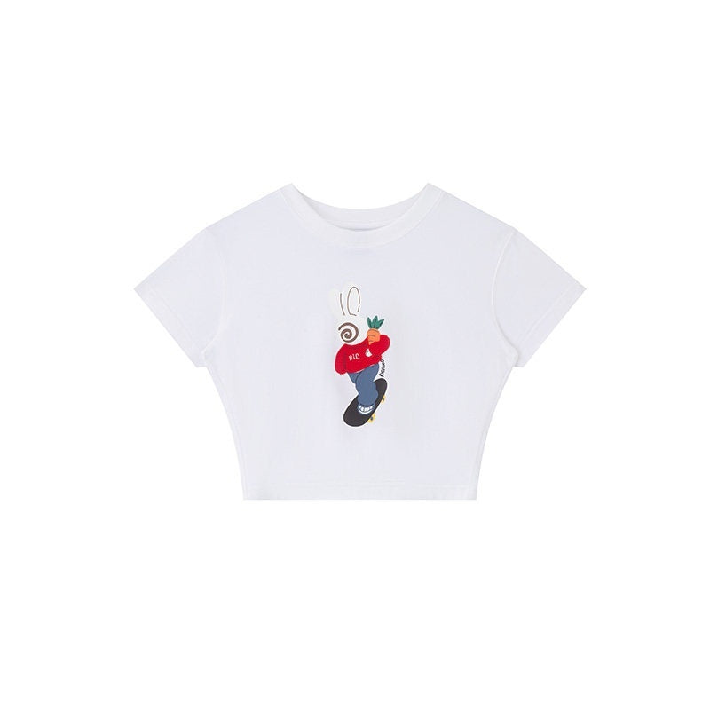 RickyisClown_Playful_Rabbit_Print_Cooling_Loose_Fit_Men's_Cotton_Blend_Short_Sleeve_T-shirts_MISSTT