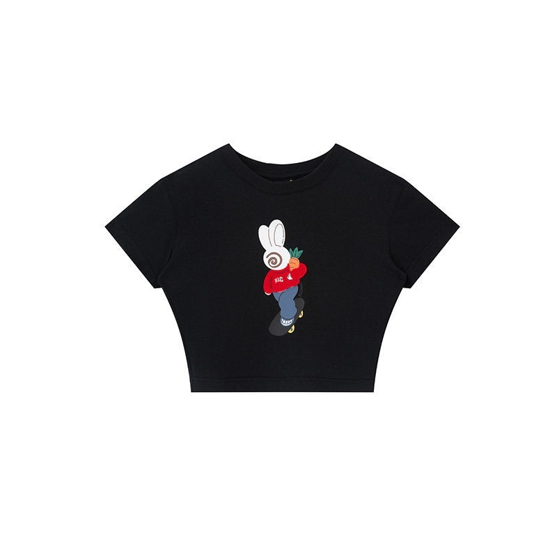 RickyisClown_Playful_Rabbit_Print_Cooling_Loose_Fit_Men's_Cotton_Blend_Short_Sleeve_T-shirts_MISSTT