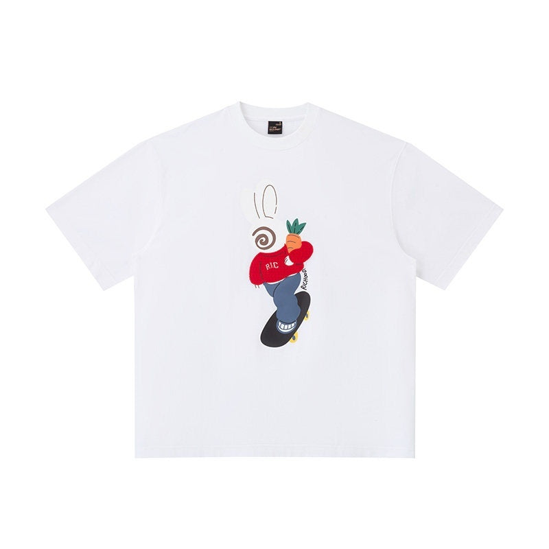 RickyisClown_Playful_Rabbit_Print_Cooling_Loose_Fit_Men's_Cotton_Blend_Short_Sleeve_T-shirts_MISSTT