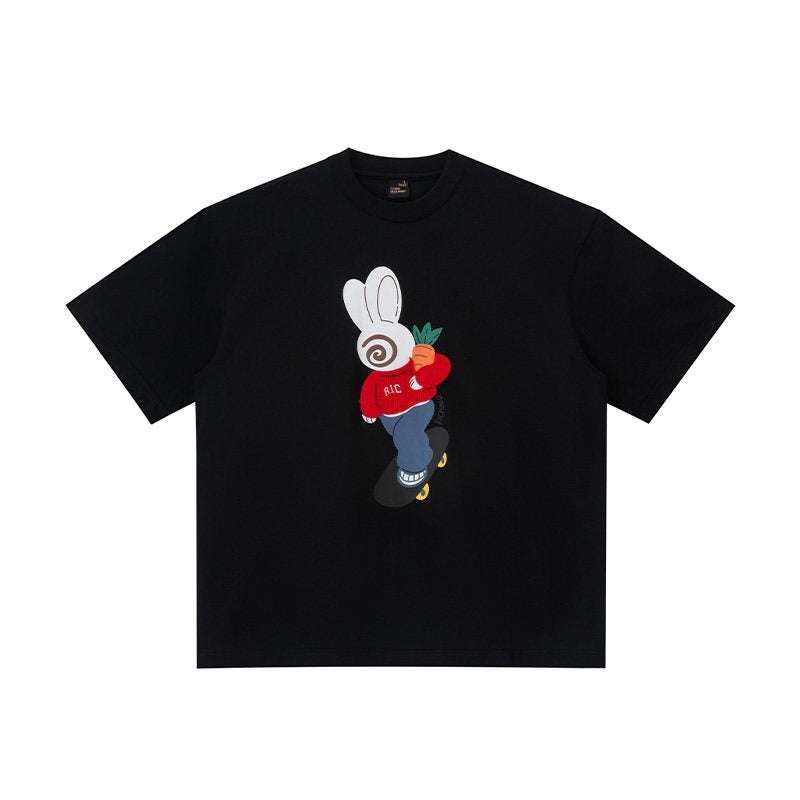 RickyisClown_Playful_Rabbit_Print_Cooling_Loose_Fit_Men's_Cotton_Blend_Short_Sleeve_T-shirts_MISSTT