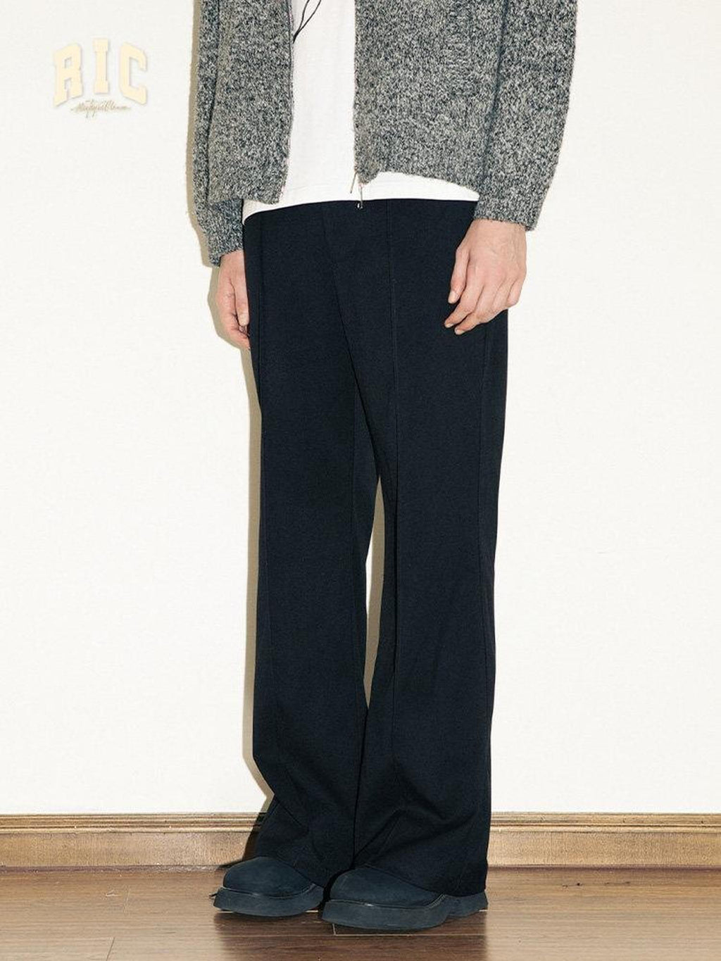 RickyisClown Pleated Relaxed Fit Sporty Slimming Men's Casual Straight-leg Pants