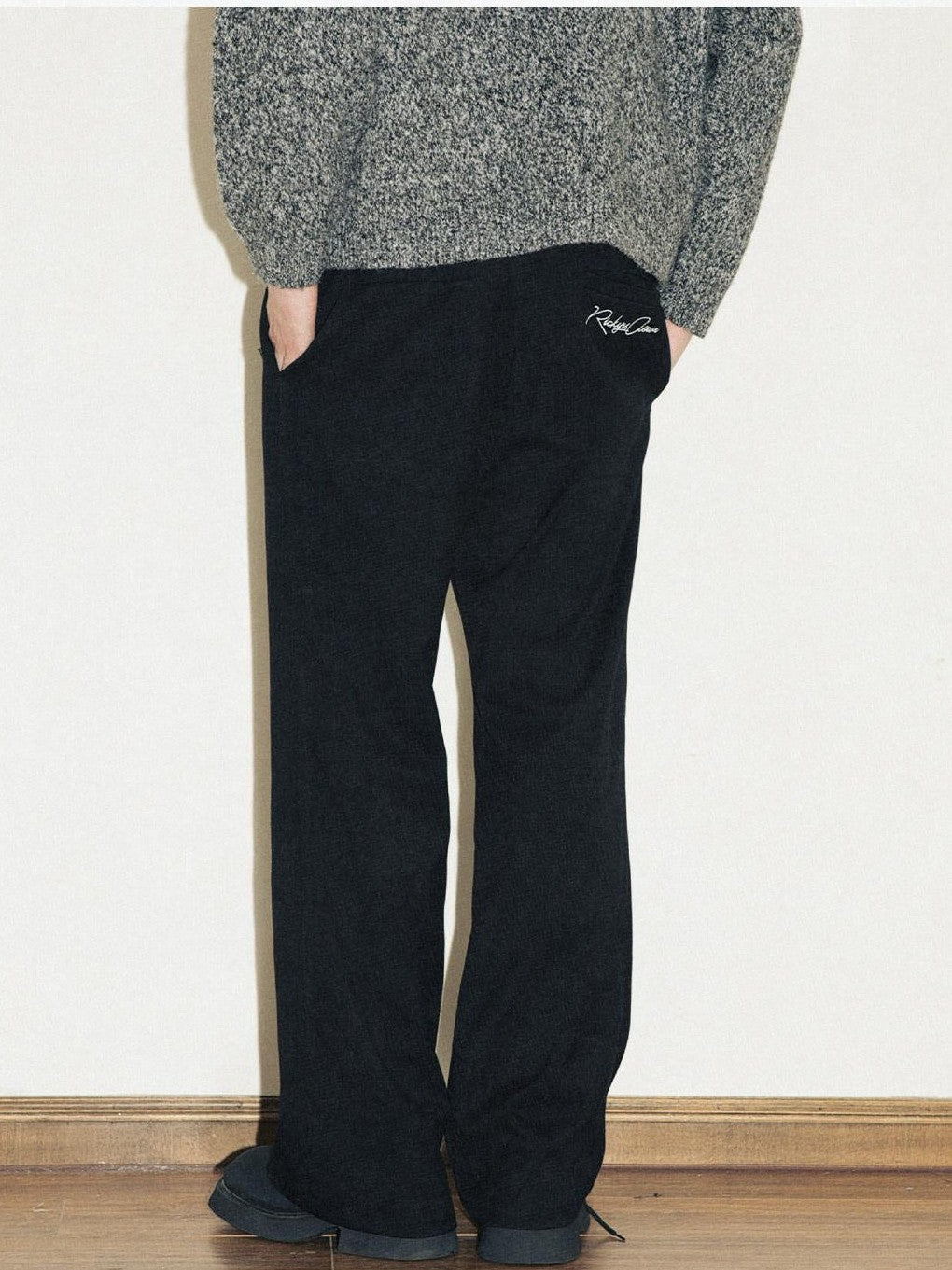 RickyisClown Pleated Relaxed Fit Sporty Slimming Men's Casual Straight-leg Pants