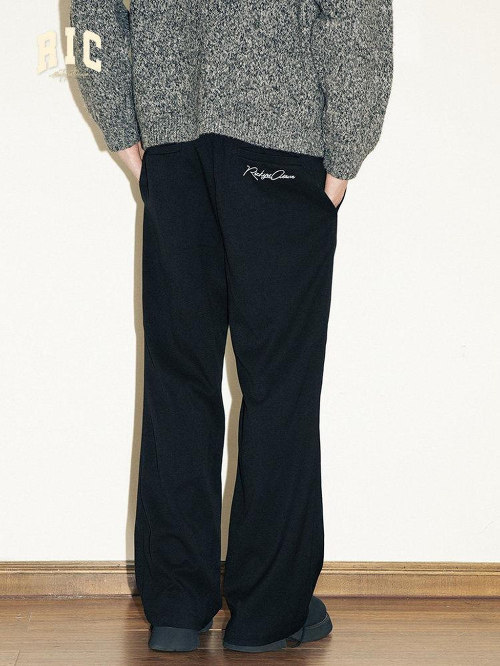 RickyisClown Pleated Relaxed Fit Sporty Slimming Men's Casual Straight-leg Pants