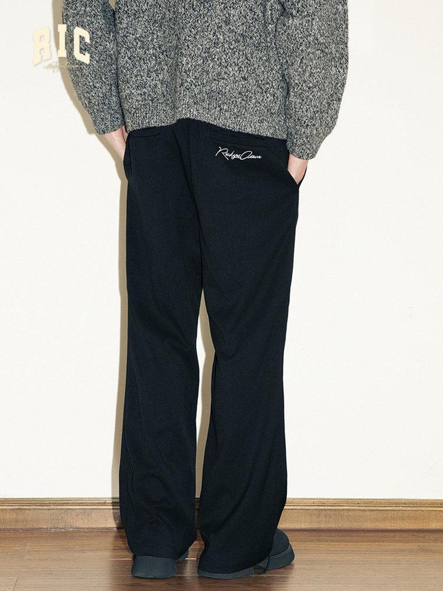 RickyisClown Pleated Relaxed Fit Sporty Slimming Men's Casual Straight-leg Pants