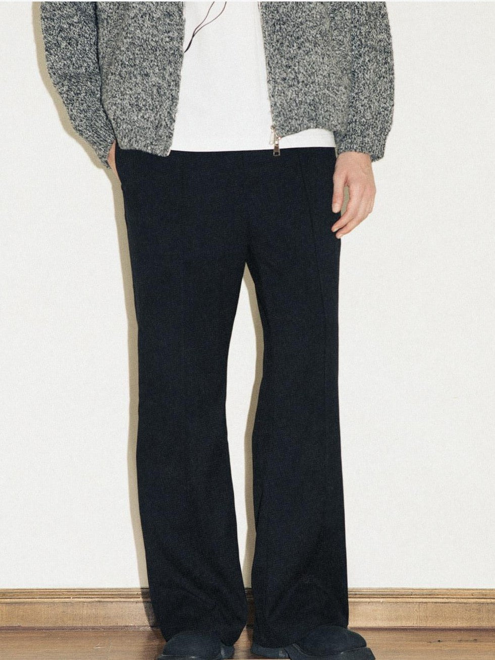 RickyisClown Pleated Relaxed Fit Sporty Slimming Men's Casual Straight-leg Pants
