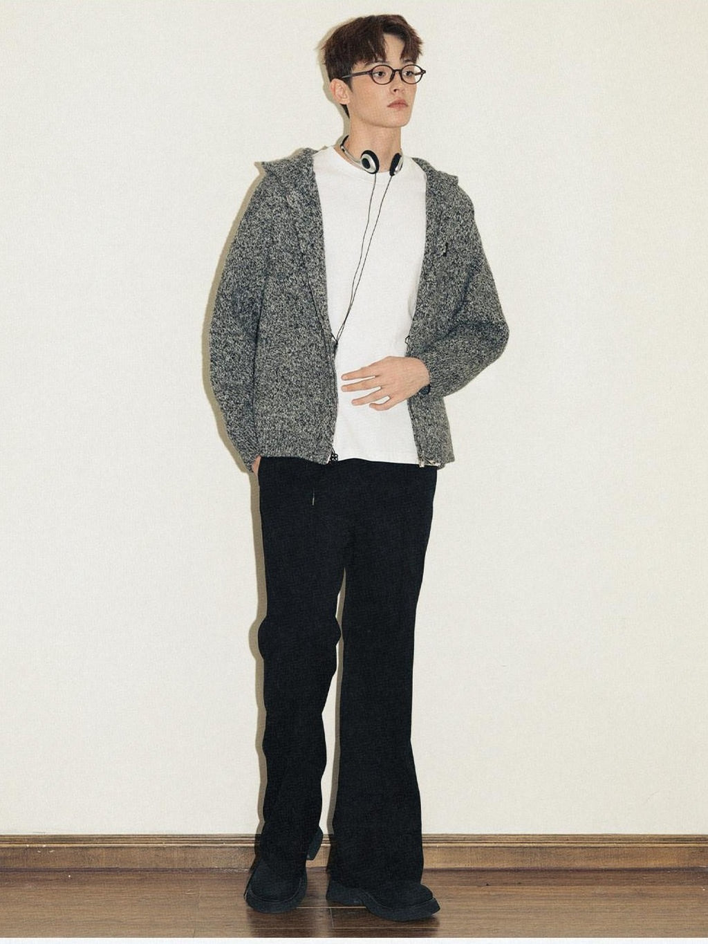 RickyisClown Pleated Relaxed Fit Sporty Slimming Men's Casual Straight-leg Pants