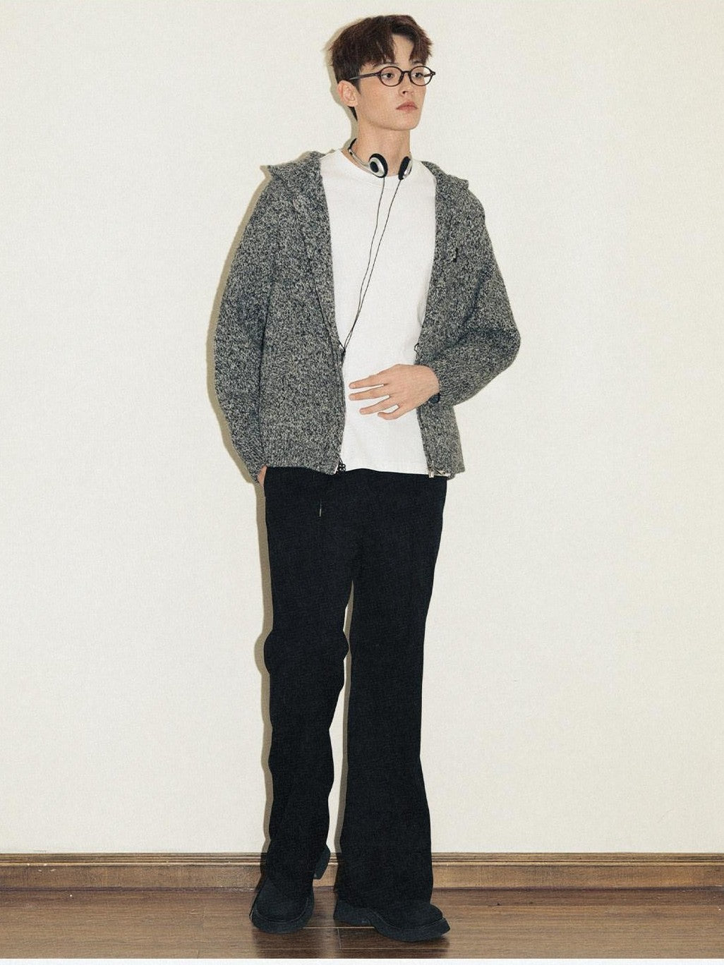 RickyisClown Pleated Relaxed Fit Sporty Slimming Men's Casual Straight-leg Pants