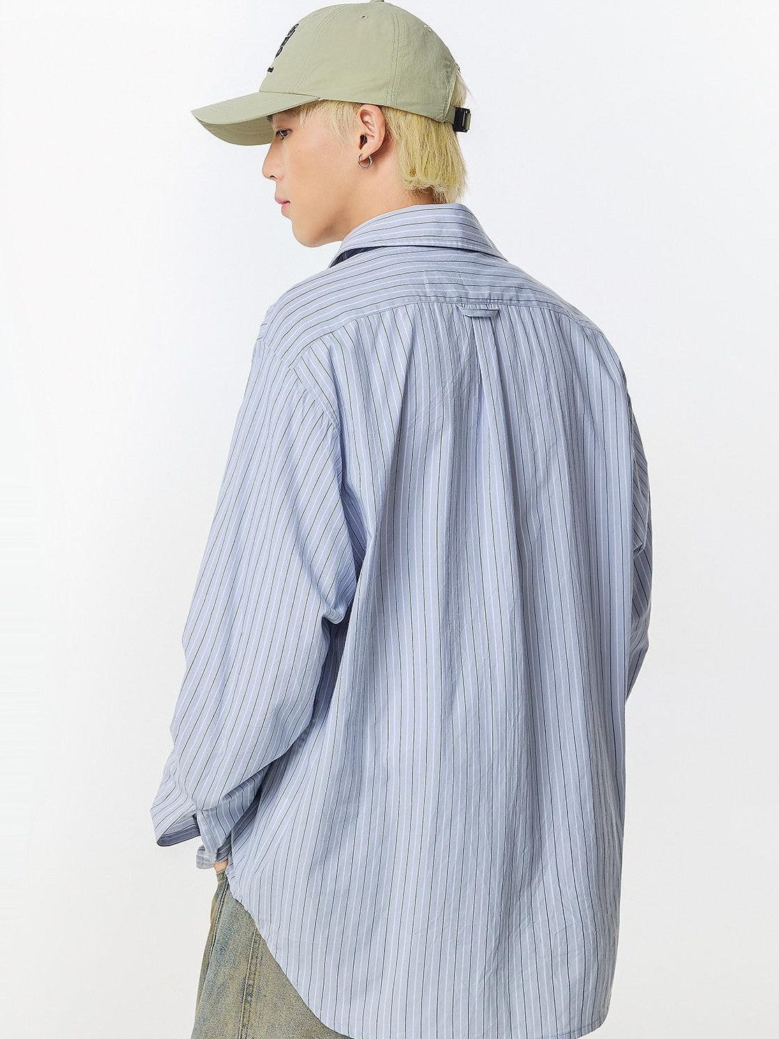RickyisClown Pocket Vase Print Long Sleeve Shirt Jacket Men's Striped Shirts